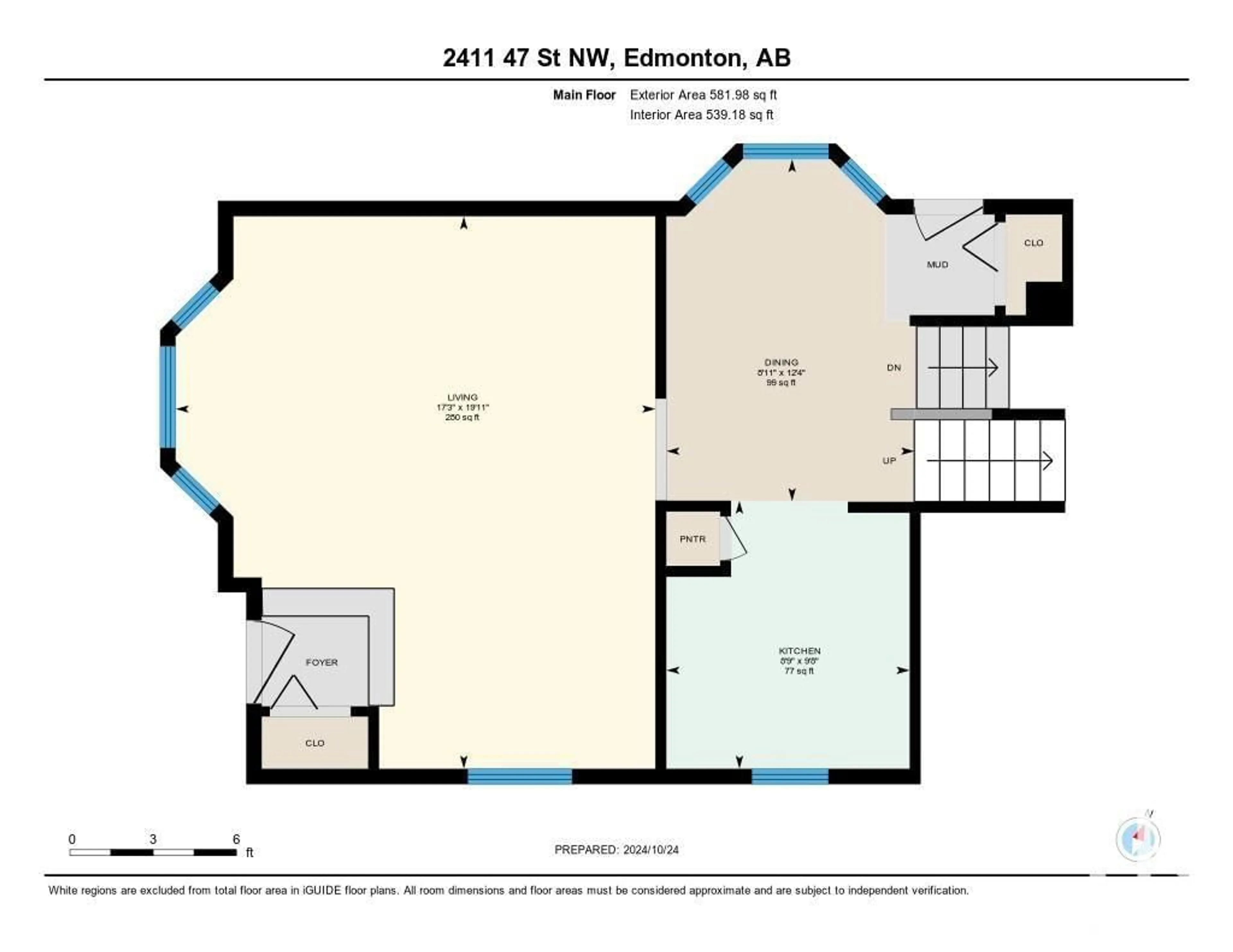 Floor plan for 2411 47 ST NW, Edmonton Alberta T6L4P6