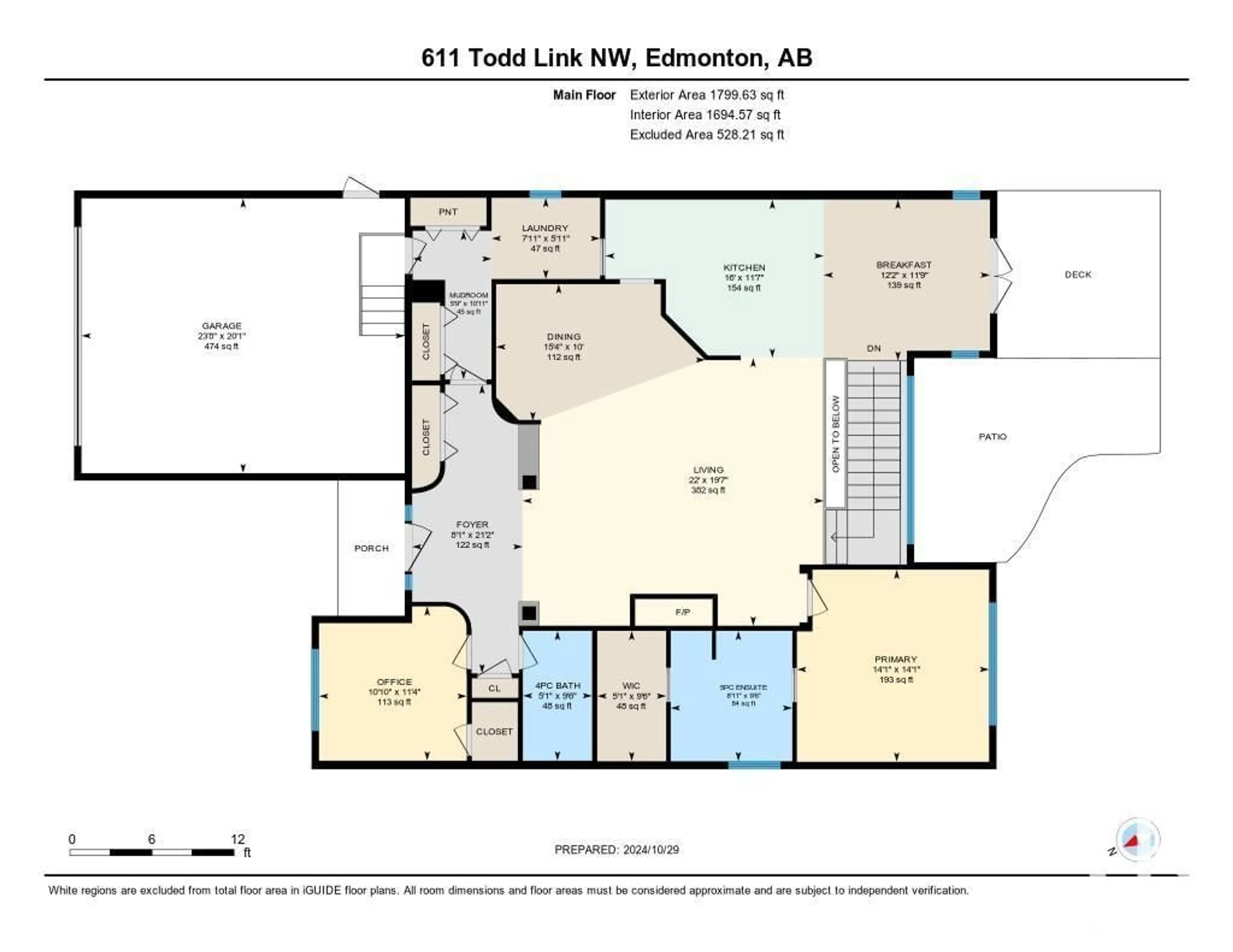 Floor plan for 611 TODD LINK LI NW, Edmonton Alberta T6R3C5