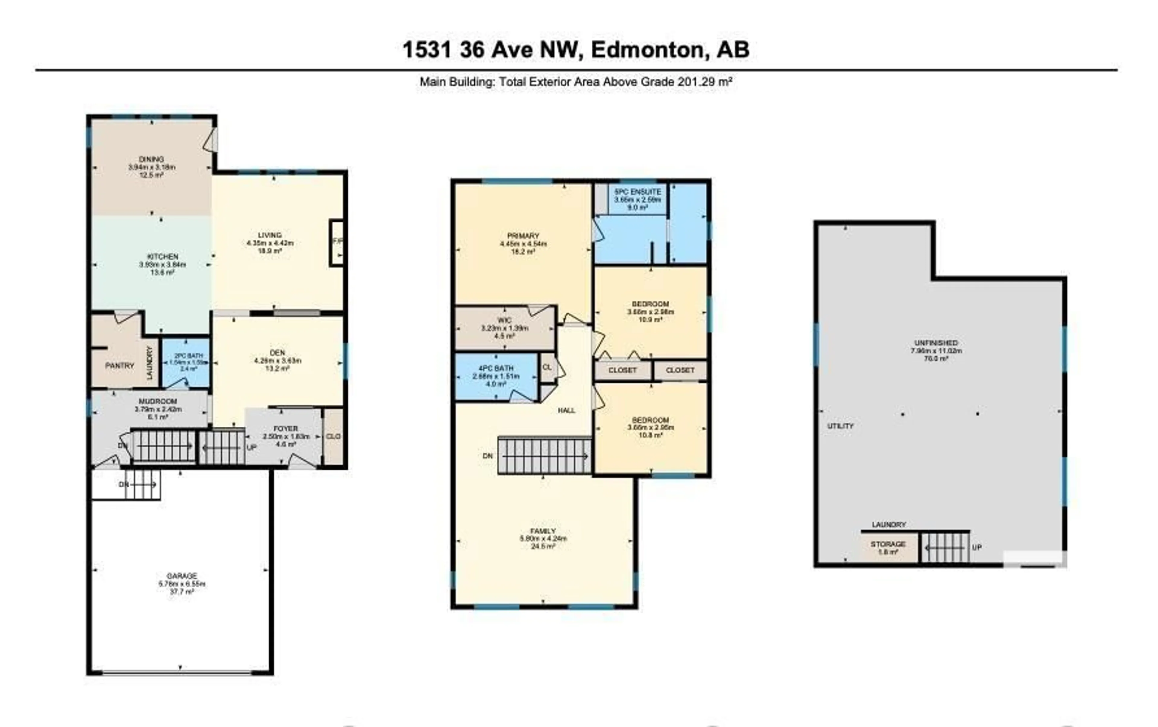 Floor plan for 1531 36 AV NW, Edmonton Alberta T6T0M5