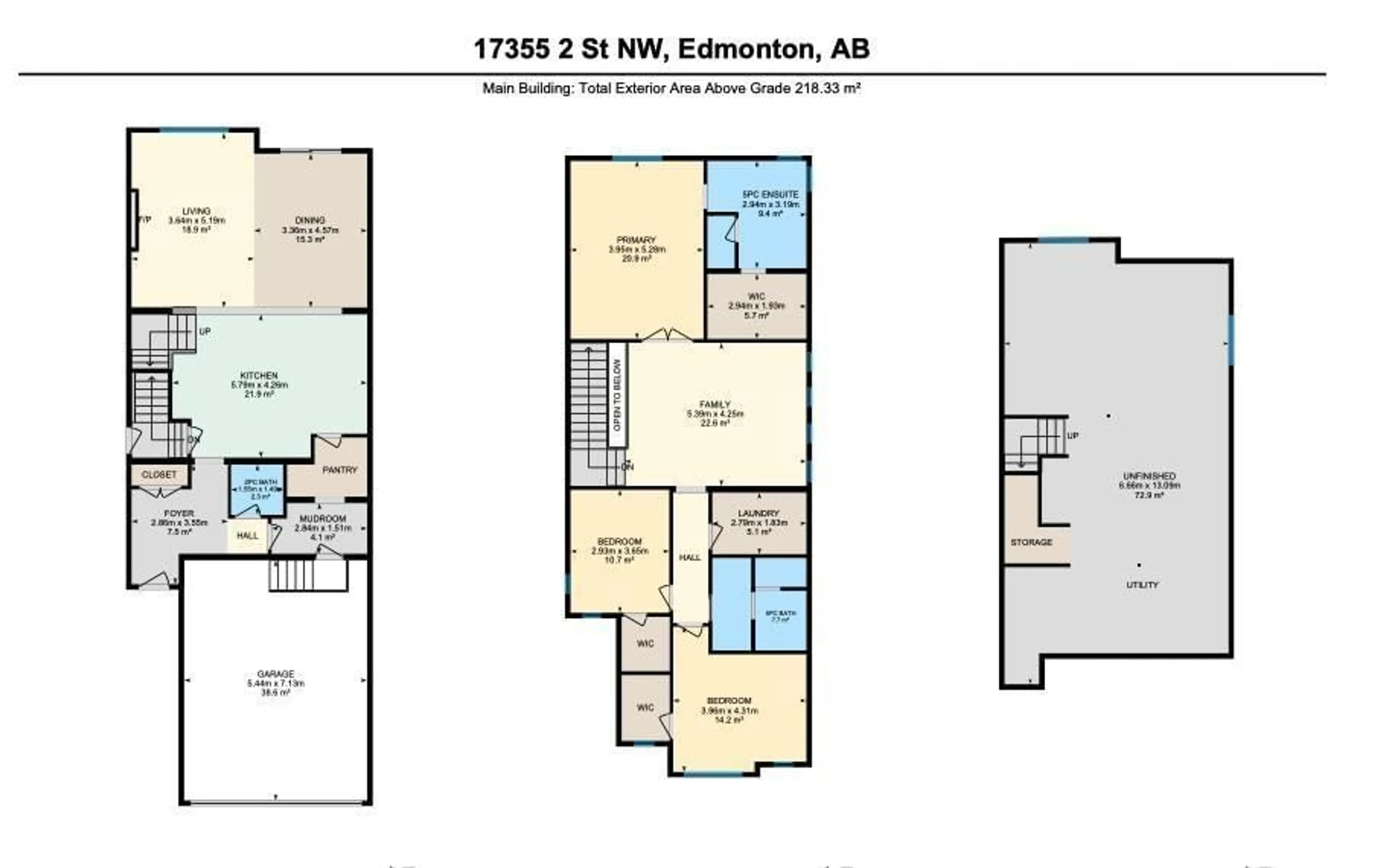 Floor plan for 17355 2 ST NW, Edmonton Alberta T5Y4G6