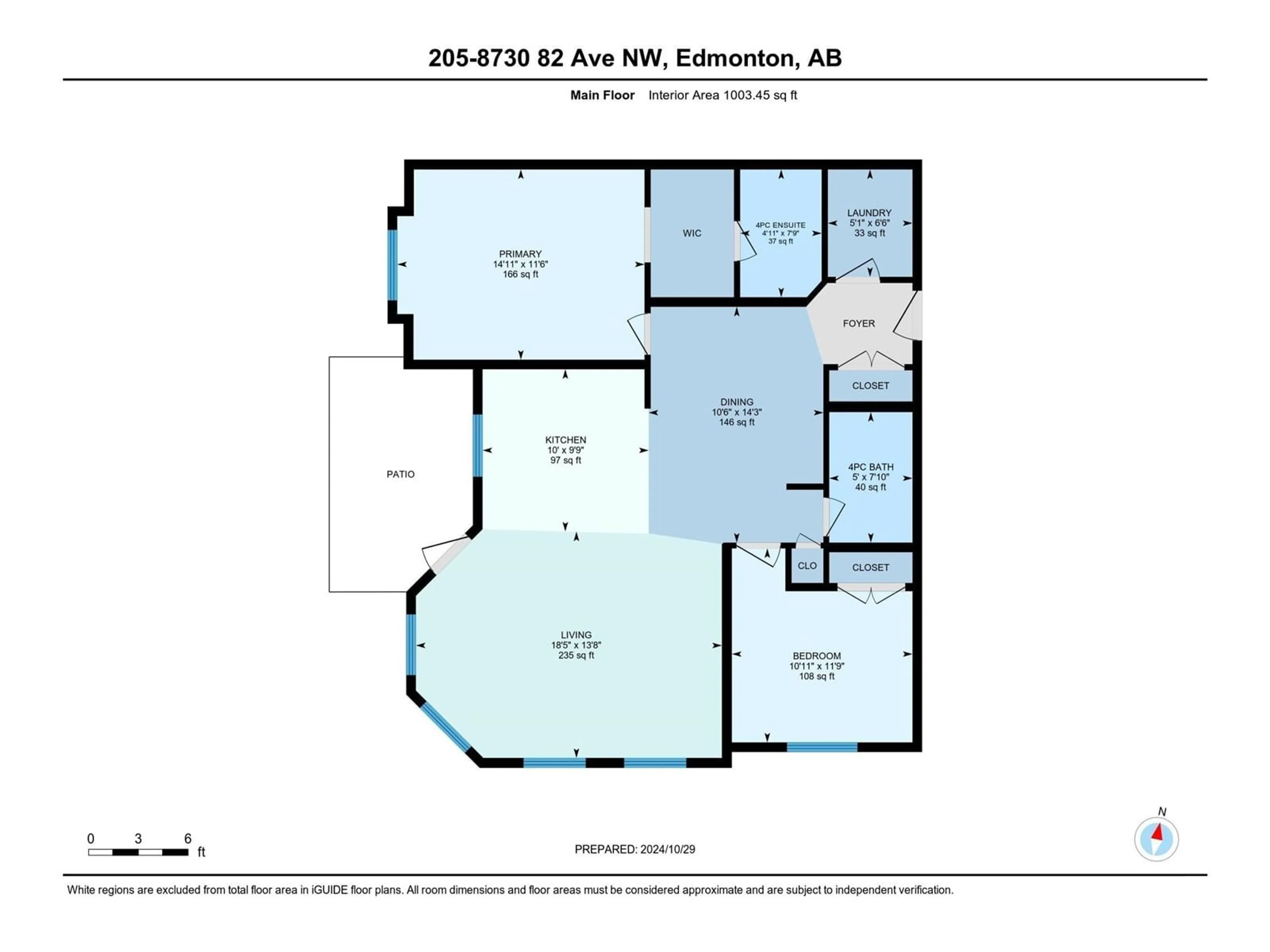 Floor plan for #205 8730 82 AV NW, Edmonton Alberta T6C0Z1