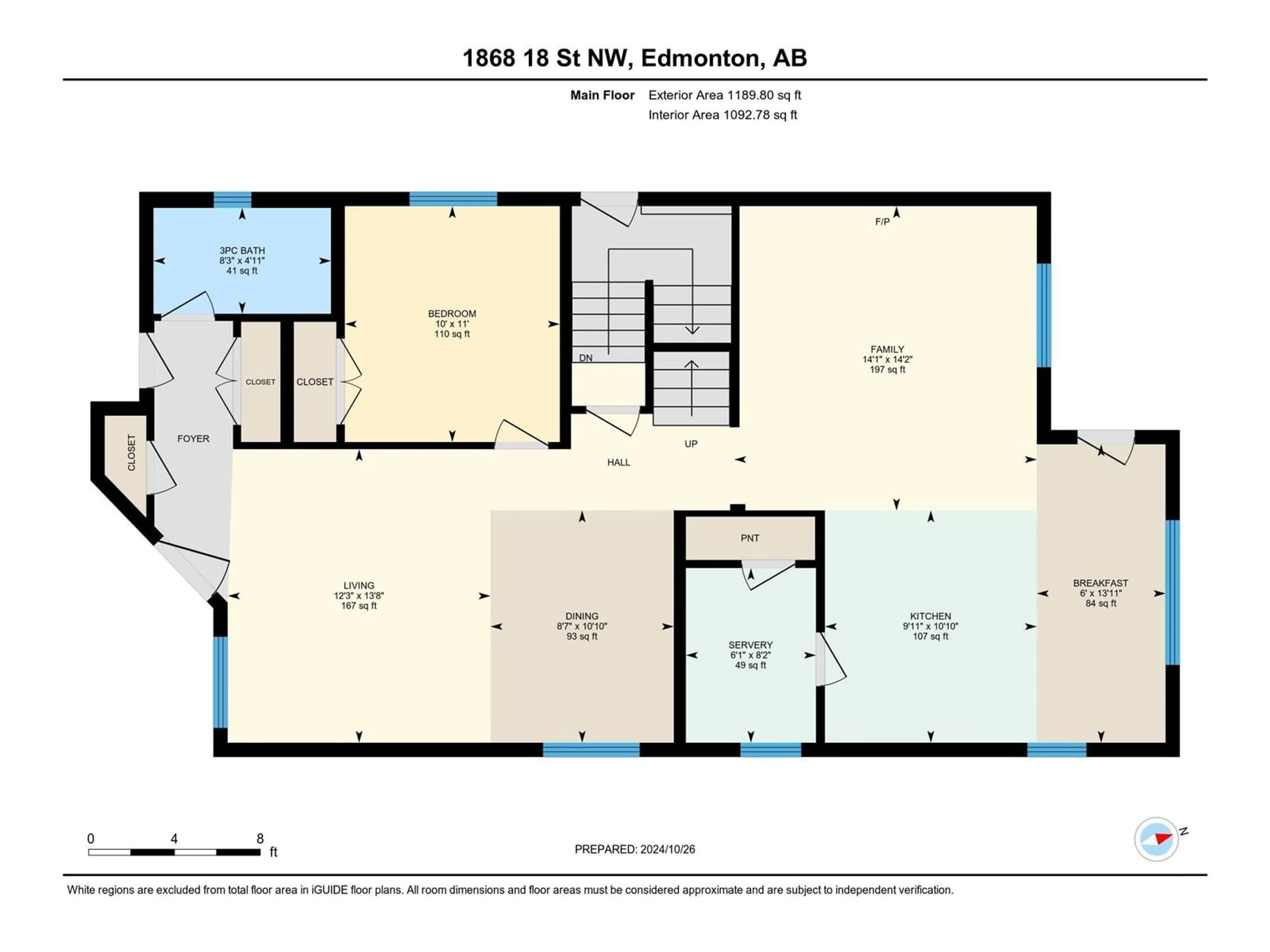 Floor plan for 1868 18 ST NW, Edmonton Alberta T6T1J1