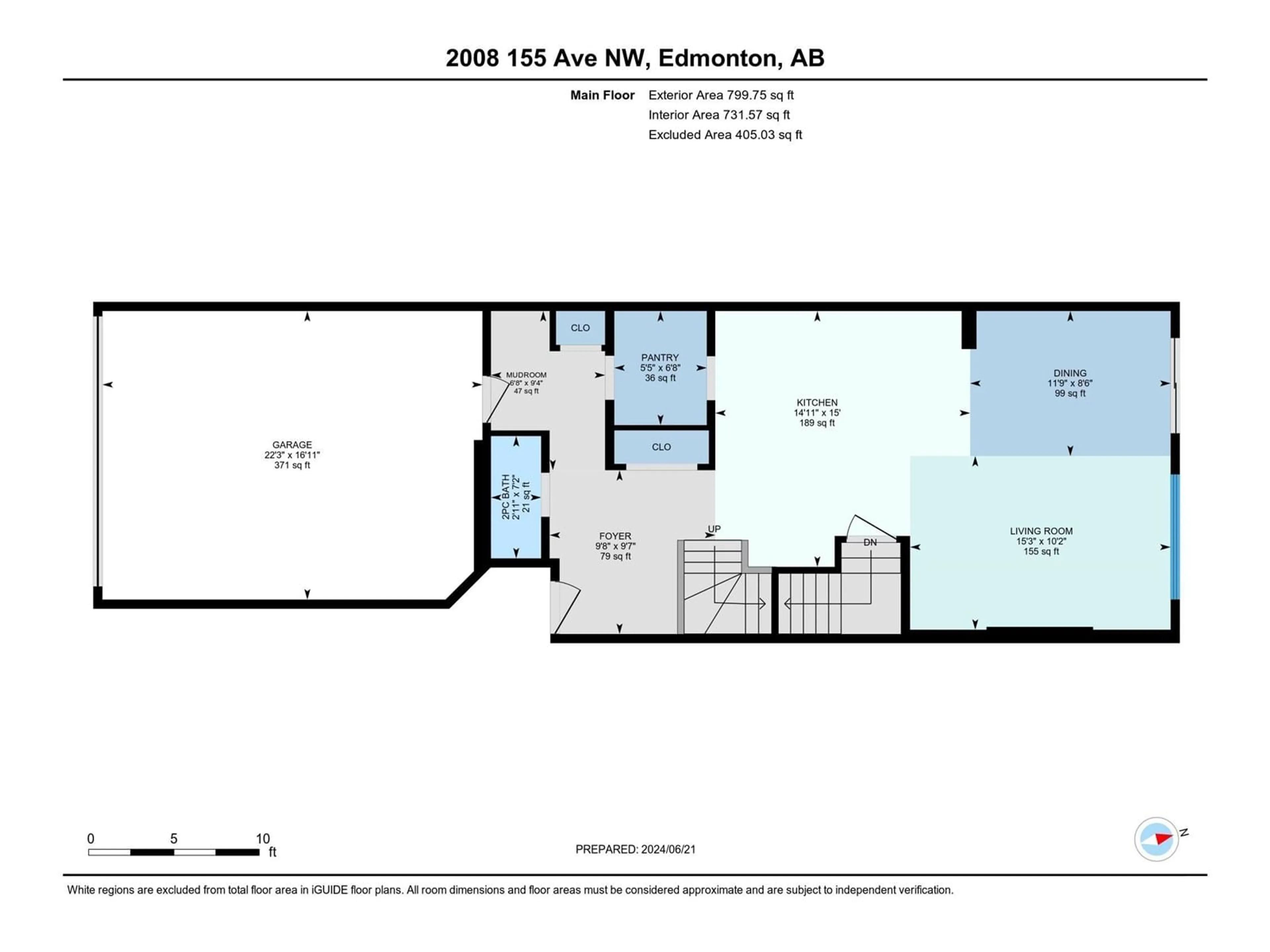 Floor plan for 2008 155 AV NW, Edmonton Alberta T5Y2R7