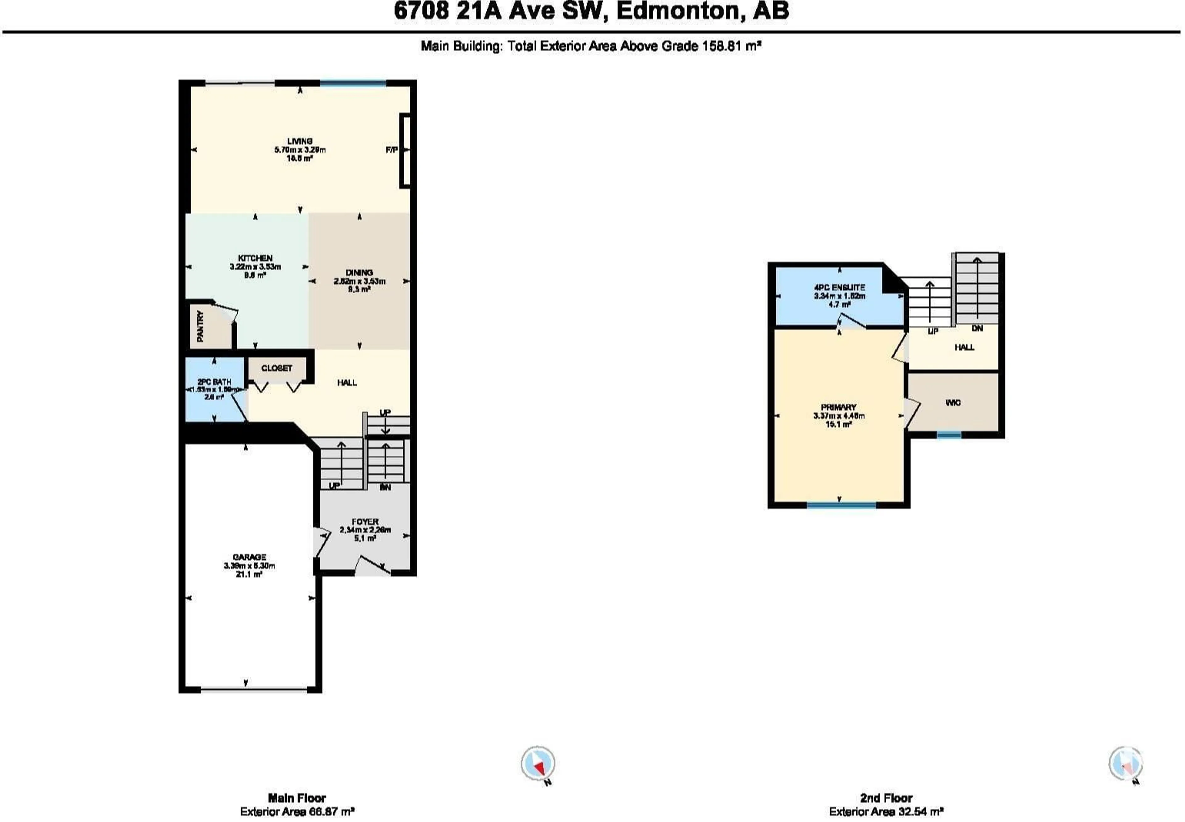 Floor plan for 6708 21A AV SW, Edmonton Alberta T6X0T5