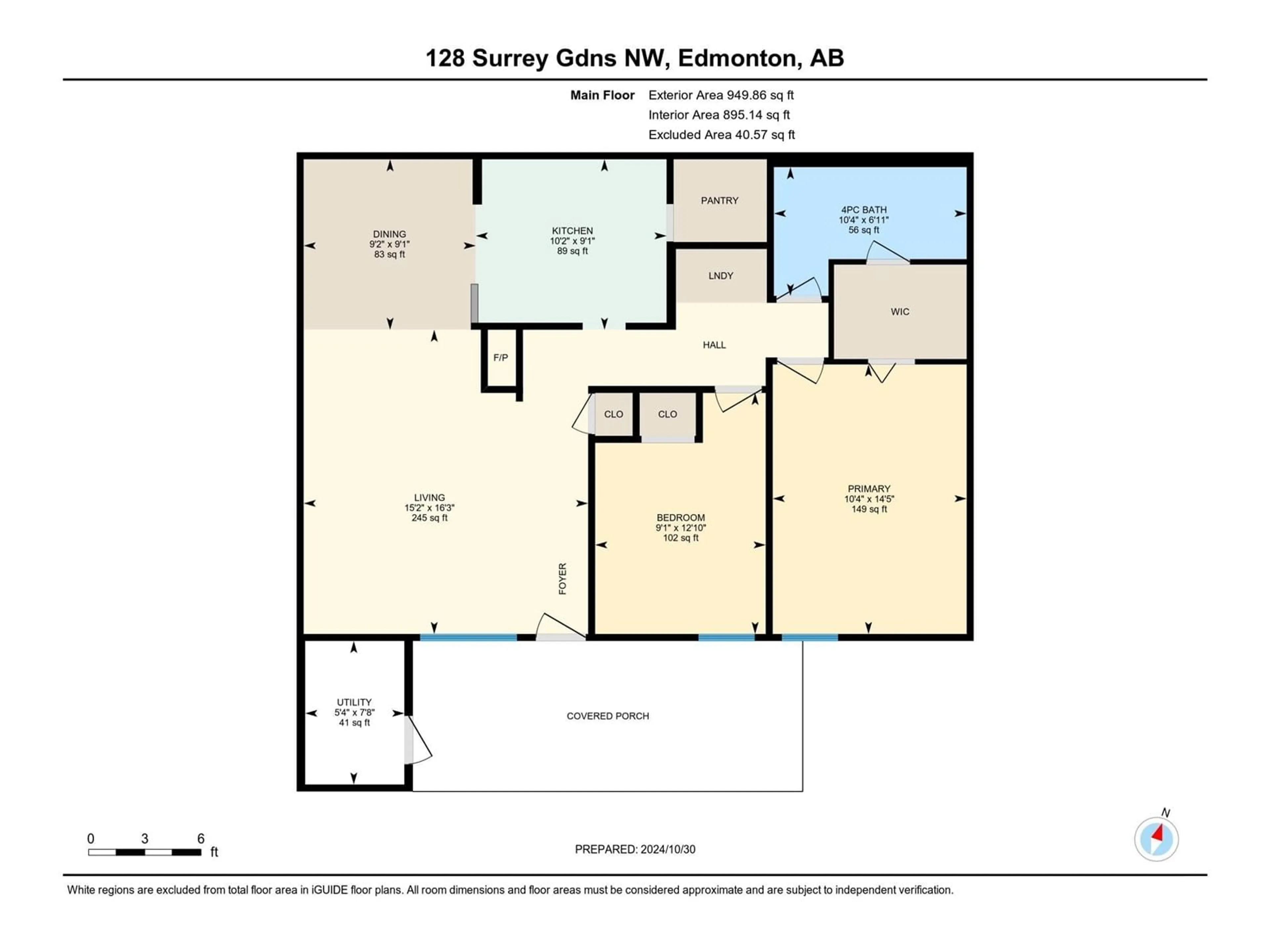 Floor plan for 128 SURREY GARDENS GD NW, Edmonton Alberta T5T1Z3