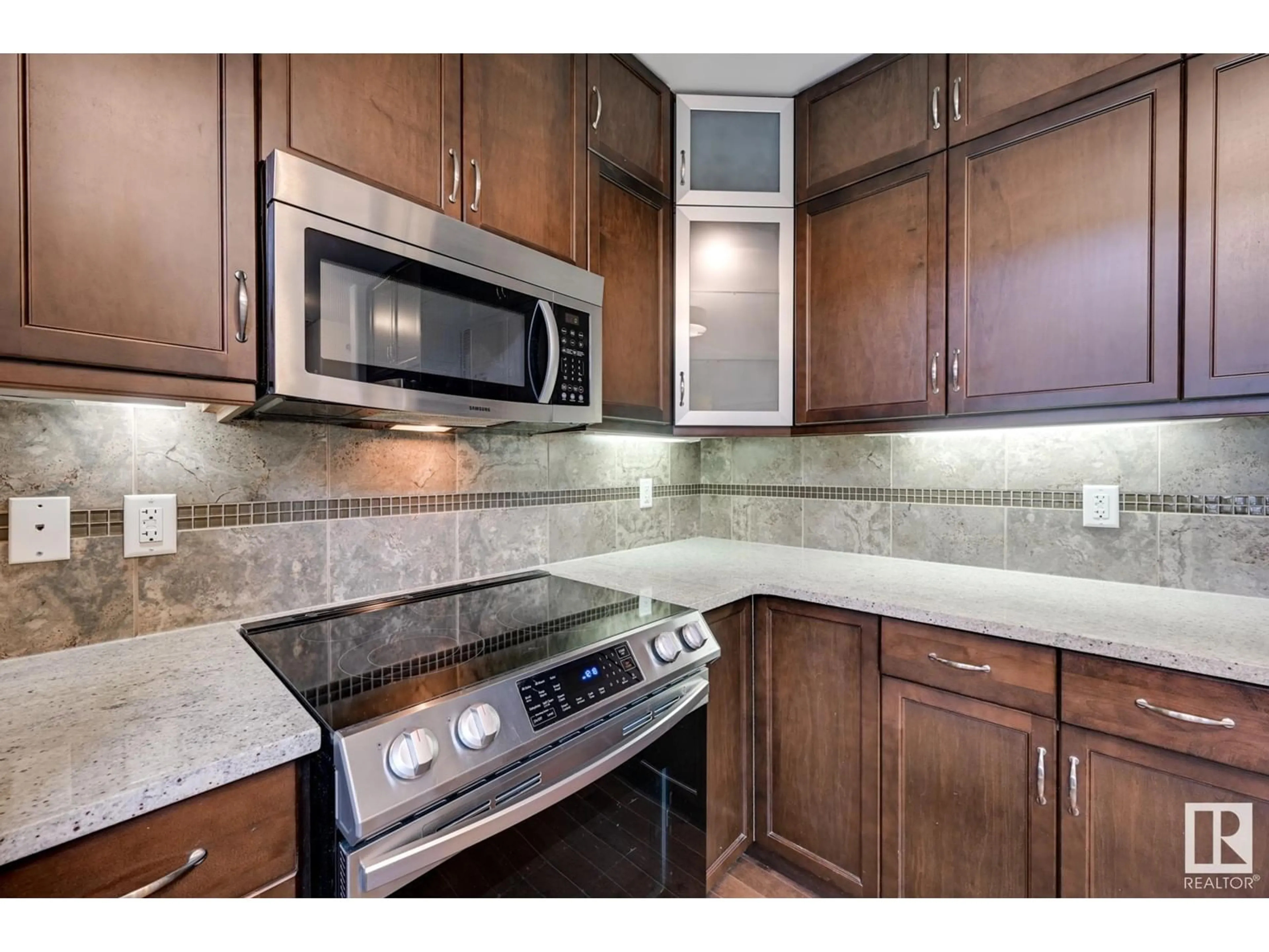 Standard kitchen, wood floors, mountain for #309 9603 98 AV NW, Edmonton Alberta T6C2E2