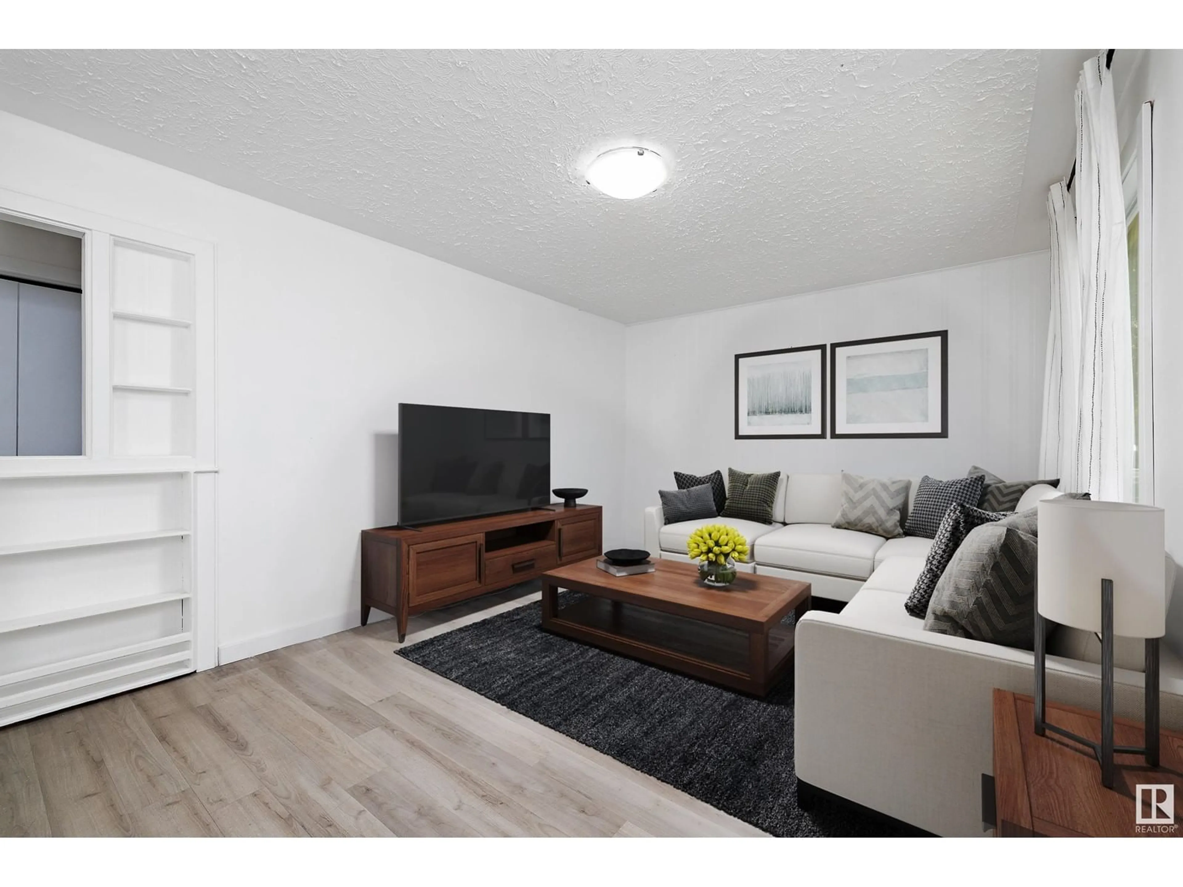 Living room, wood floors for 8921 114 AV NW, Edmonton Alberta T5B0K5