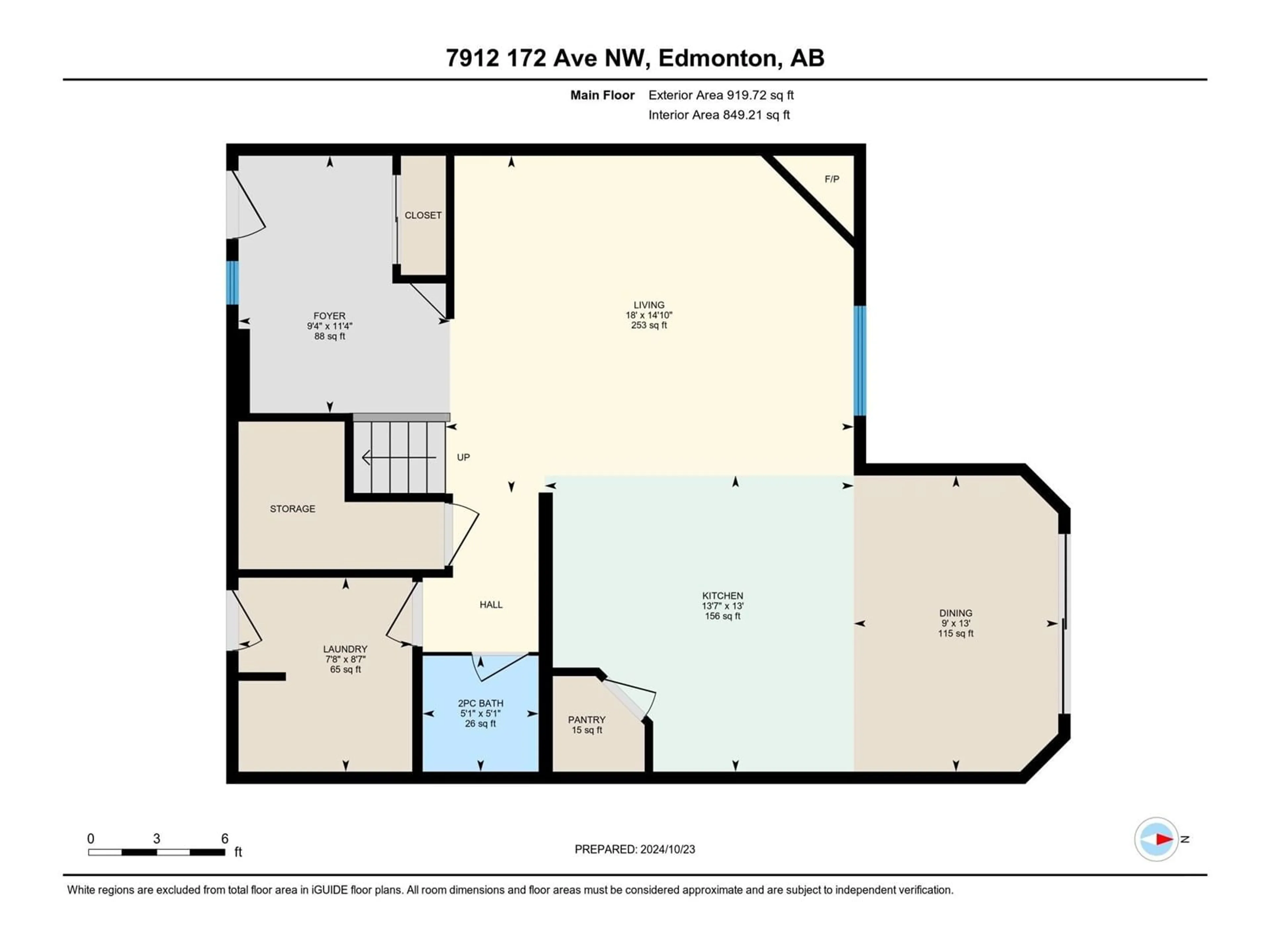 Floor plan for 7912 172 AV NW, Edmonton Alberta T5Z0E2