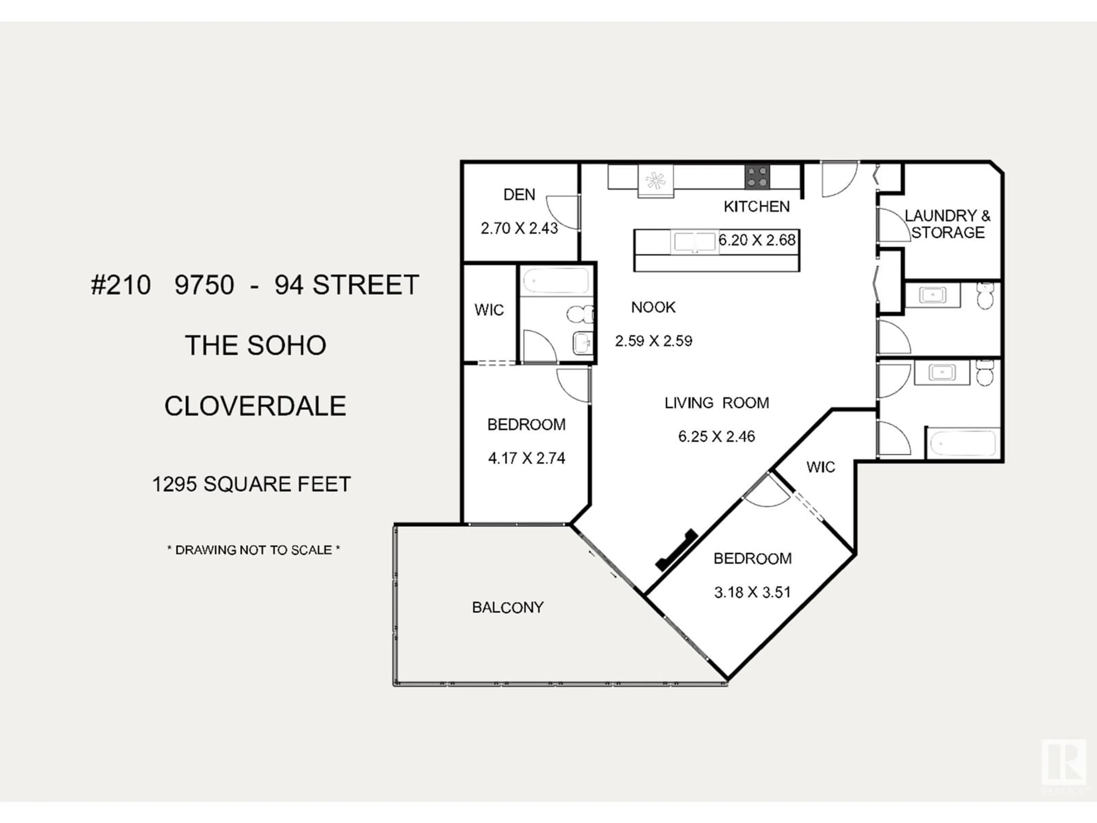 Floor plan for #210 9750 94 ST NW, Edmonton Alberta T6C2E3