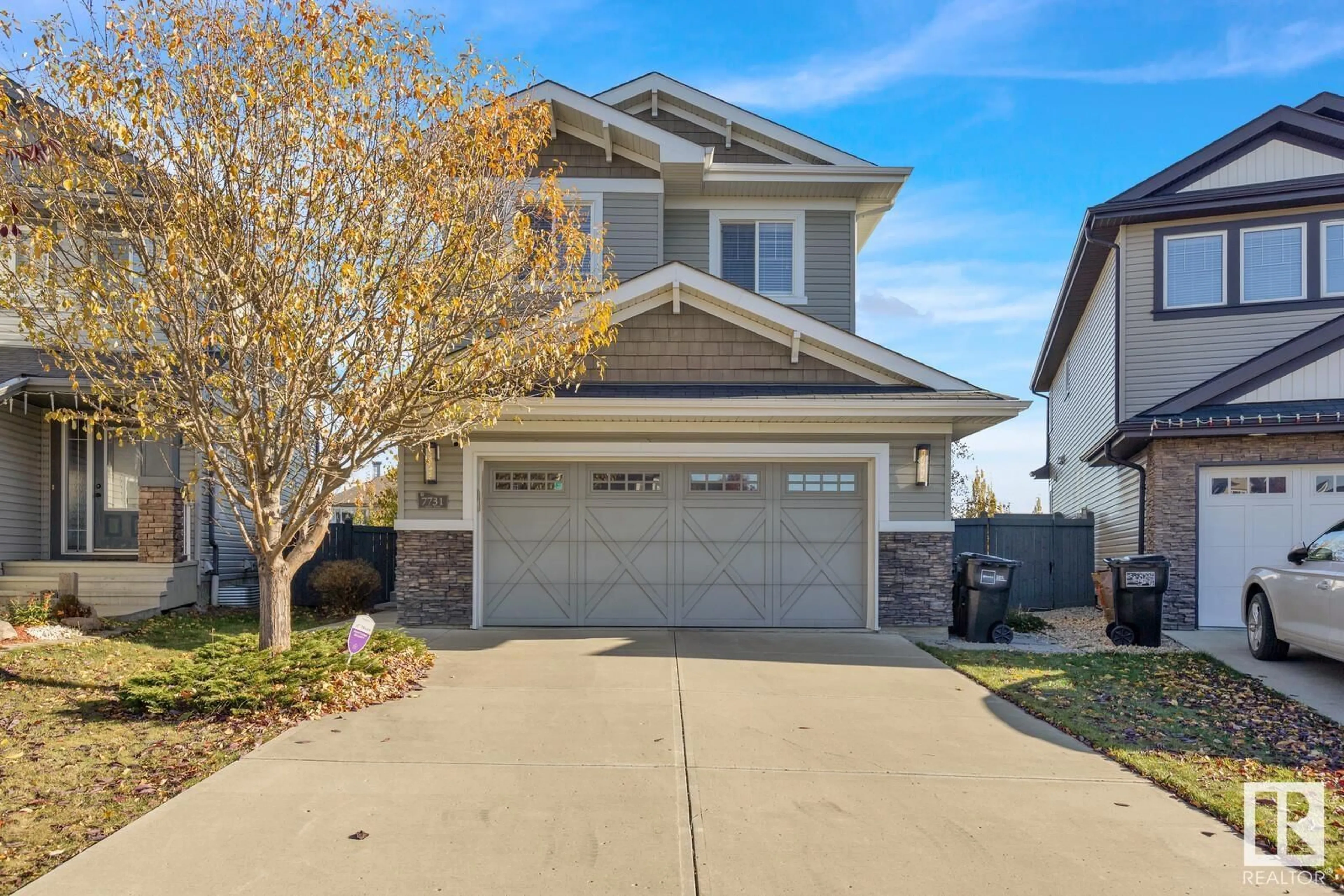 Frontside or backside of a home, the street view for 7731 GETTY WD NW, Edmonton Alberta T5T4L3