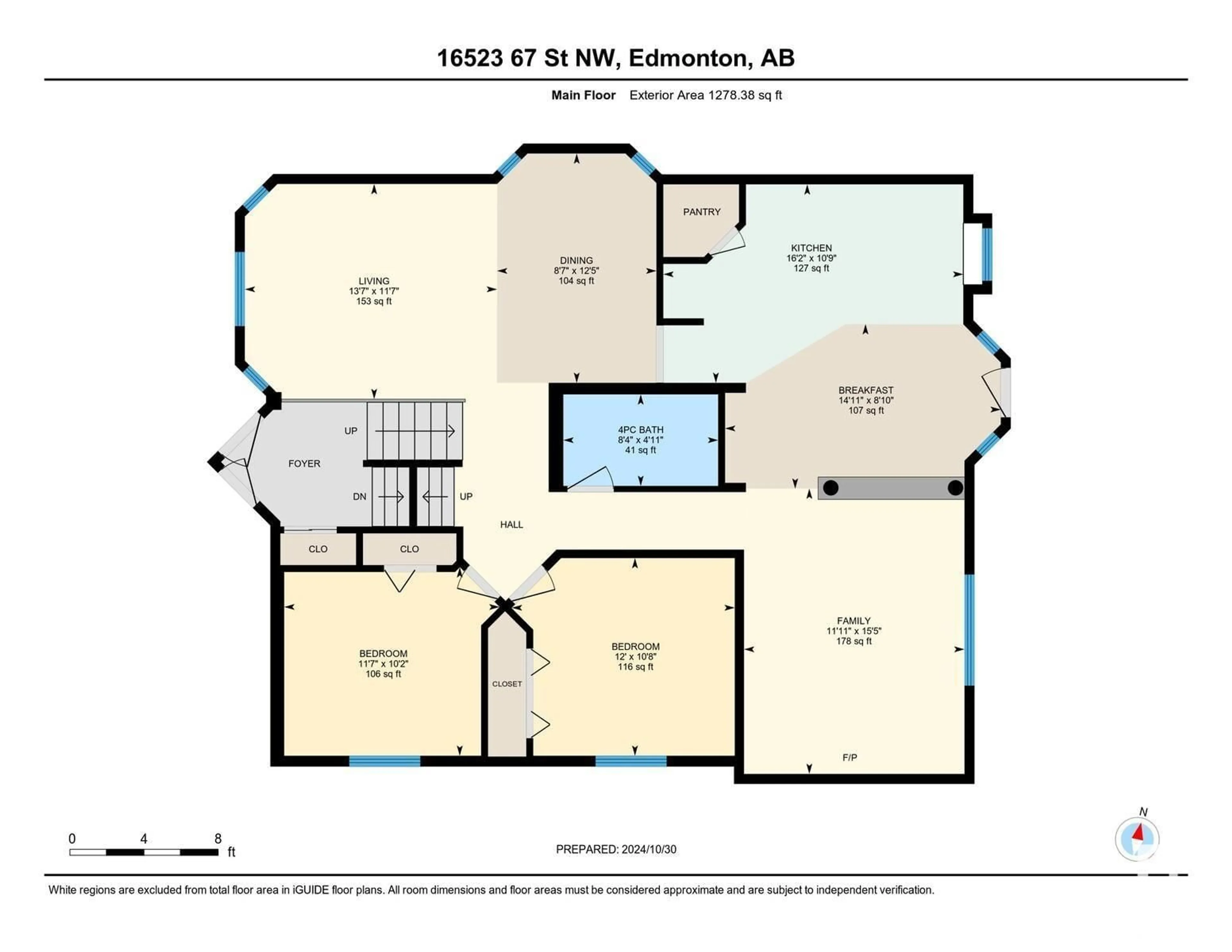 Floor plan for 16523 67 ST NW, Edmonton Alberta T5Z3M5