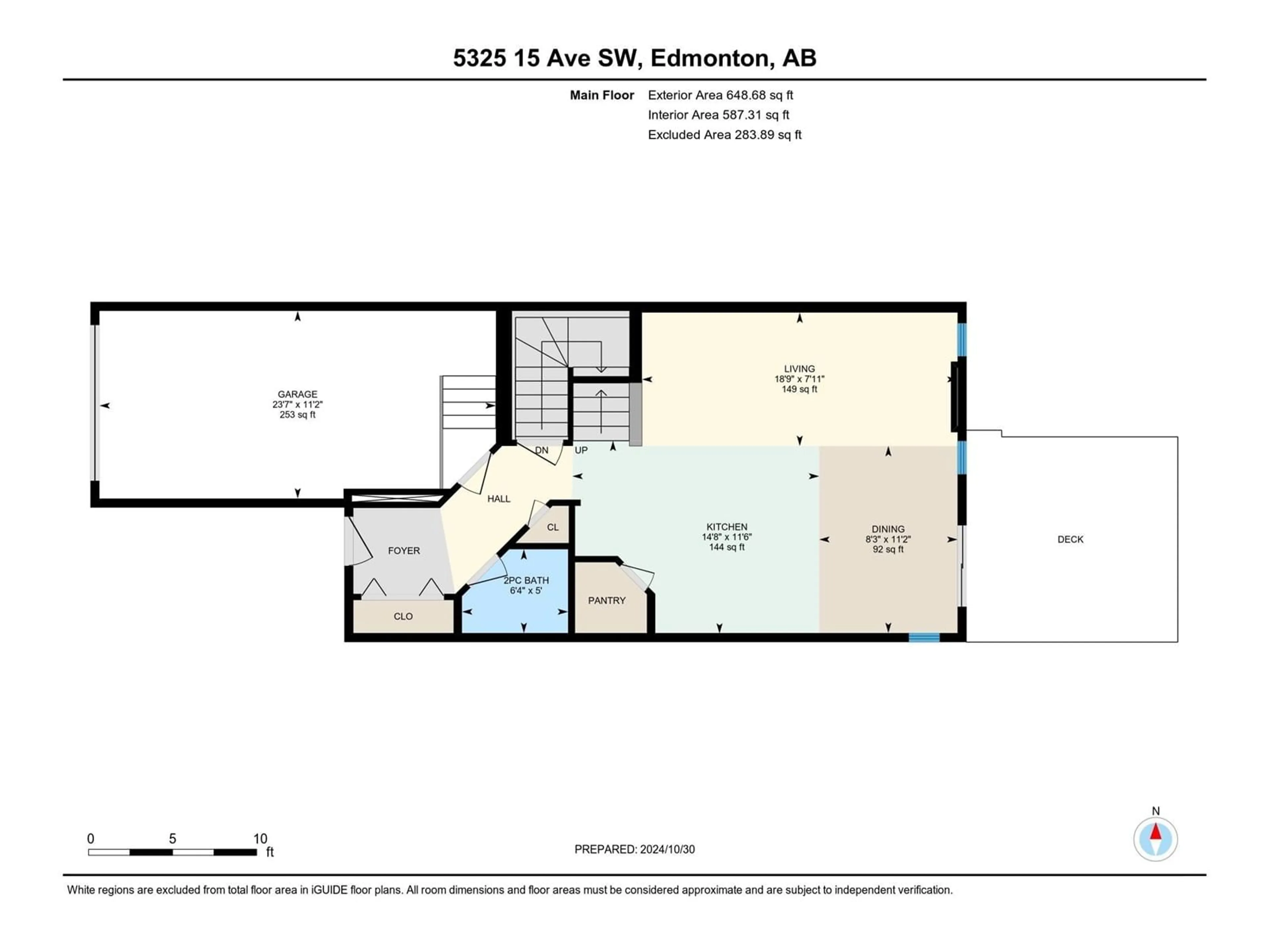 Floor plan for 5325 15 AV SW, Edmonton Alberta T6X1S2