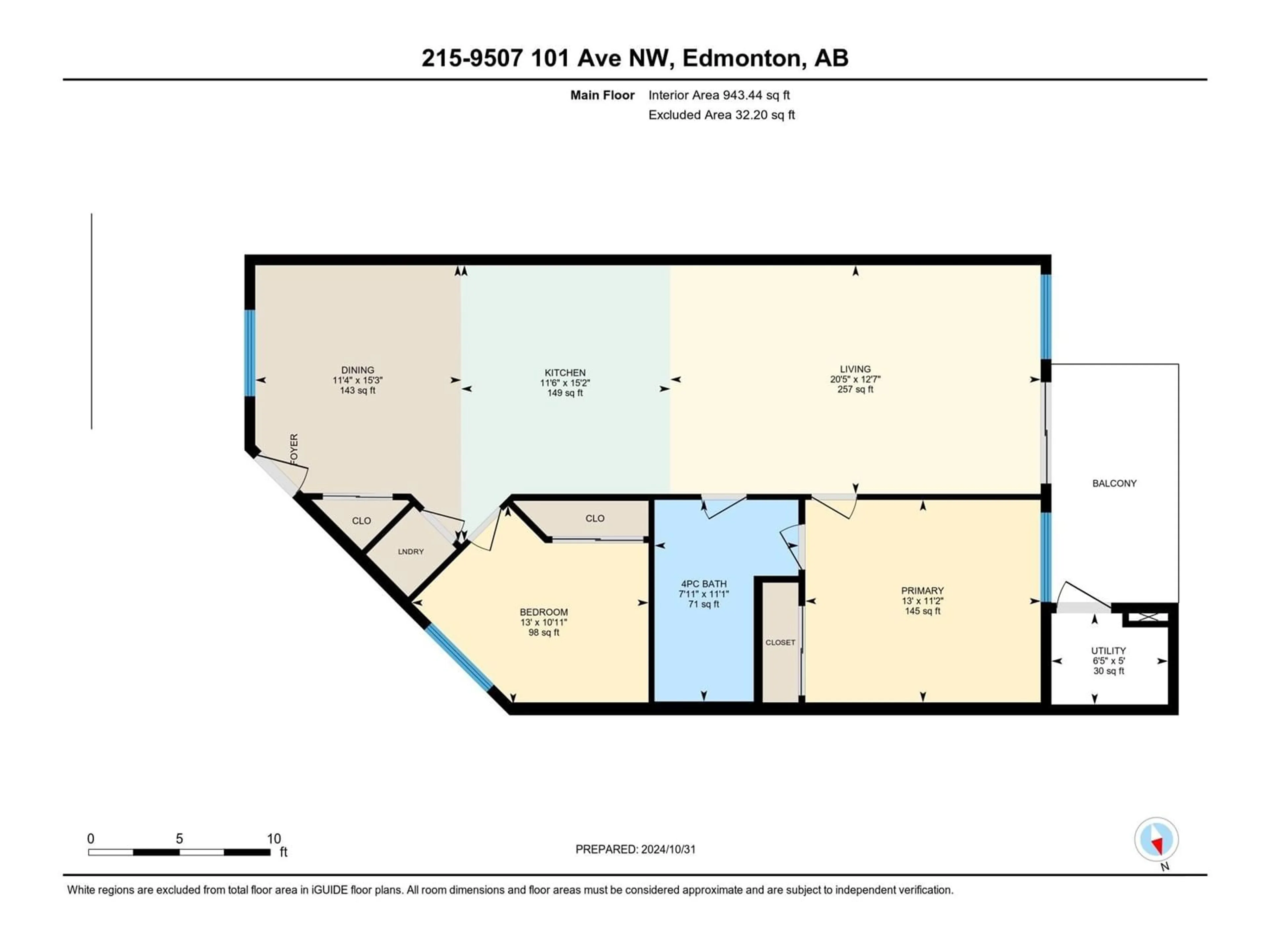 Floor plan for #214 9507 101 AV NW, Edmonton Alberta T5H4R1