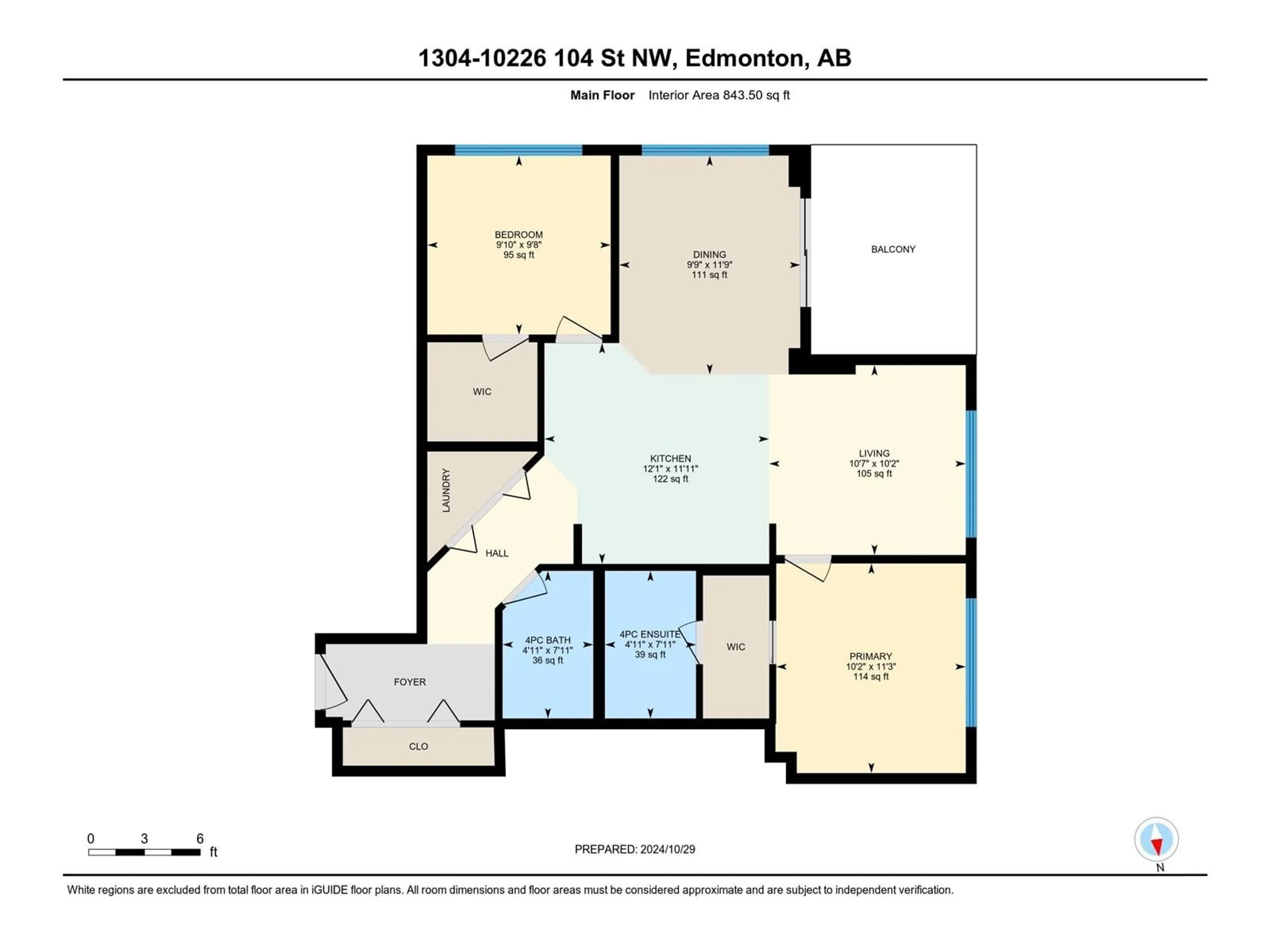 Floor plan for #1304 10226 104 ST NW, Edmonton Alberta T5J1B8