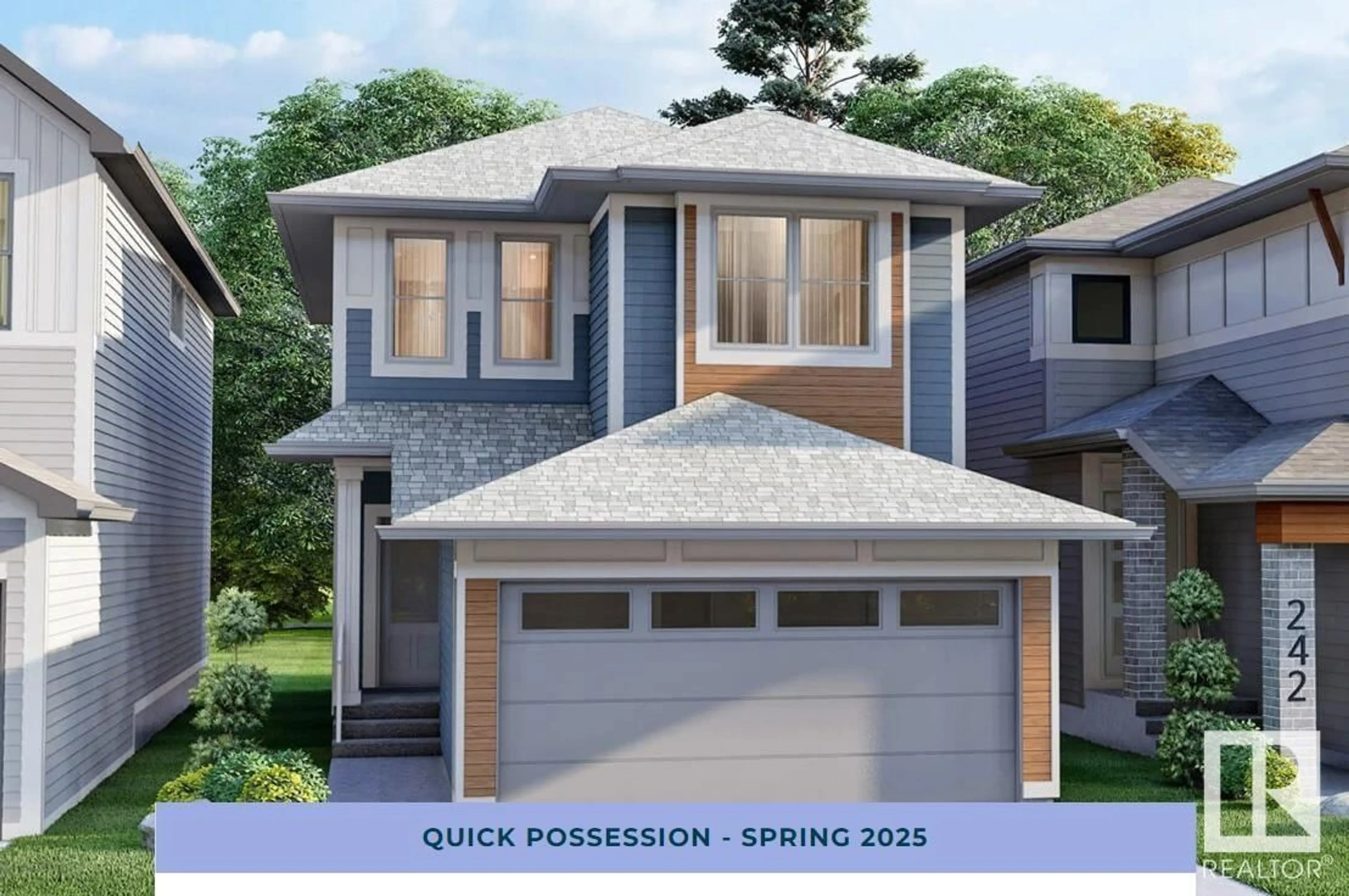 Home with vinyl exterior material, street for NW - 7344 182 AV, Edmonton Alberta T5Z0J1