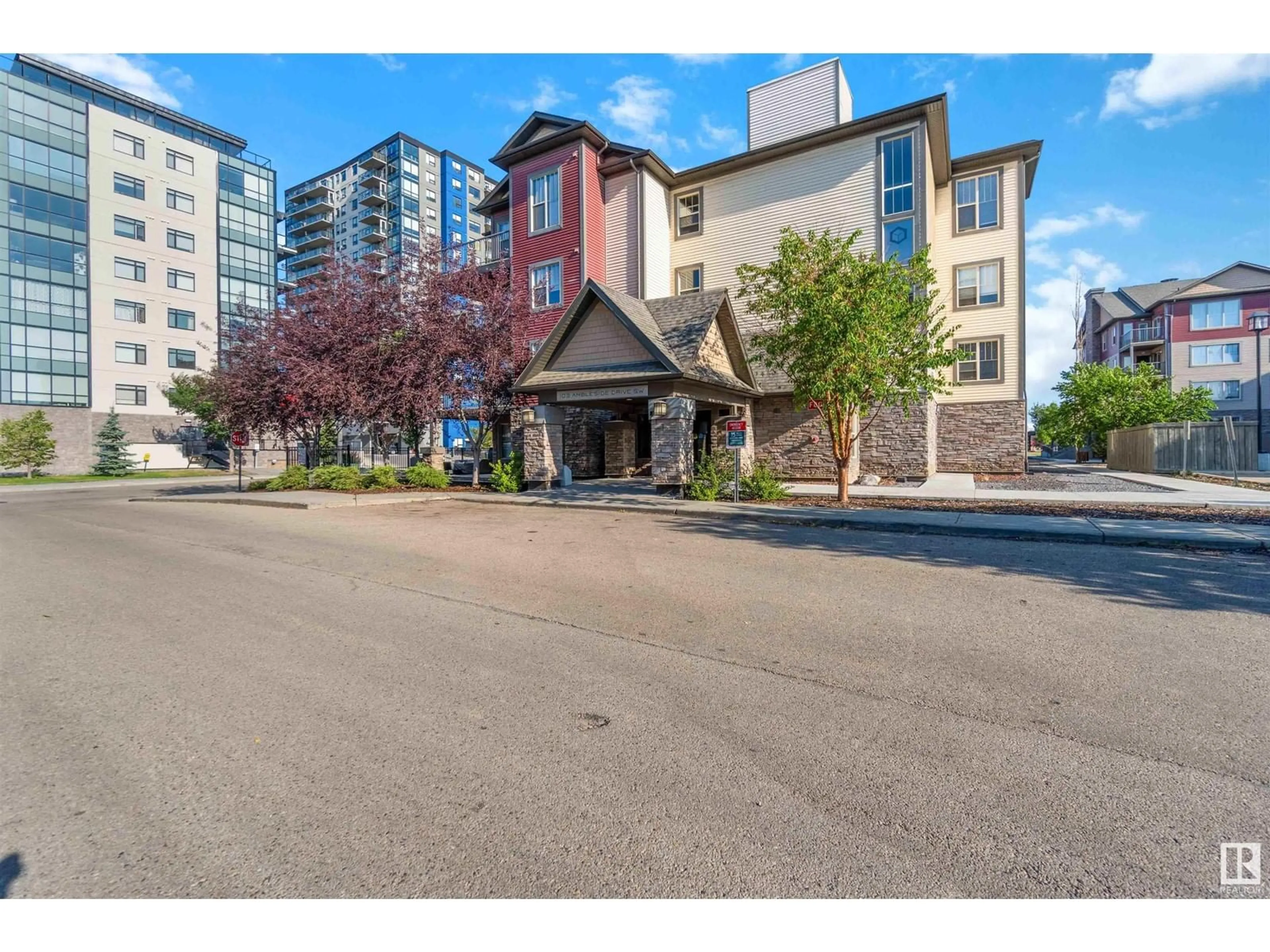 A pic from exterior of the house or condo, the street view for #104 103 ambleside DR SW, Edmonton Alberta T6W0J4