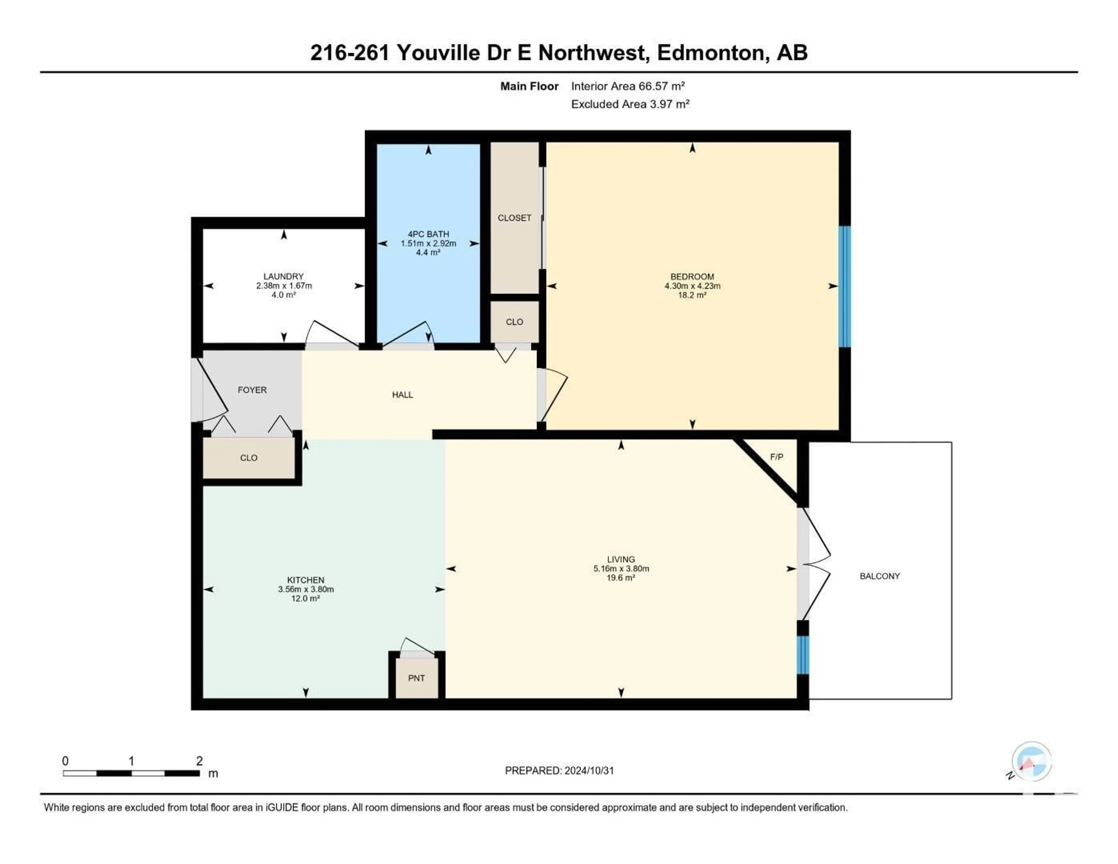 Floor plan for #216 261 YOUVILLE E NW, Edmonton Alberta T6L7H3