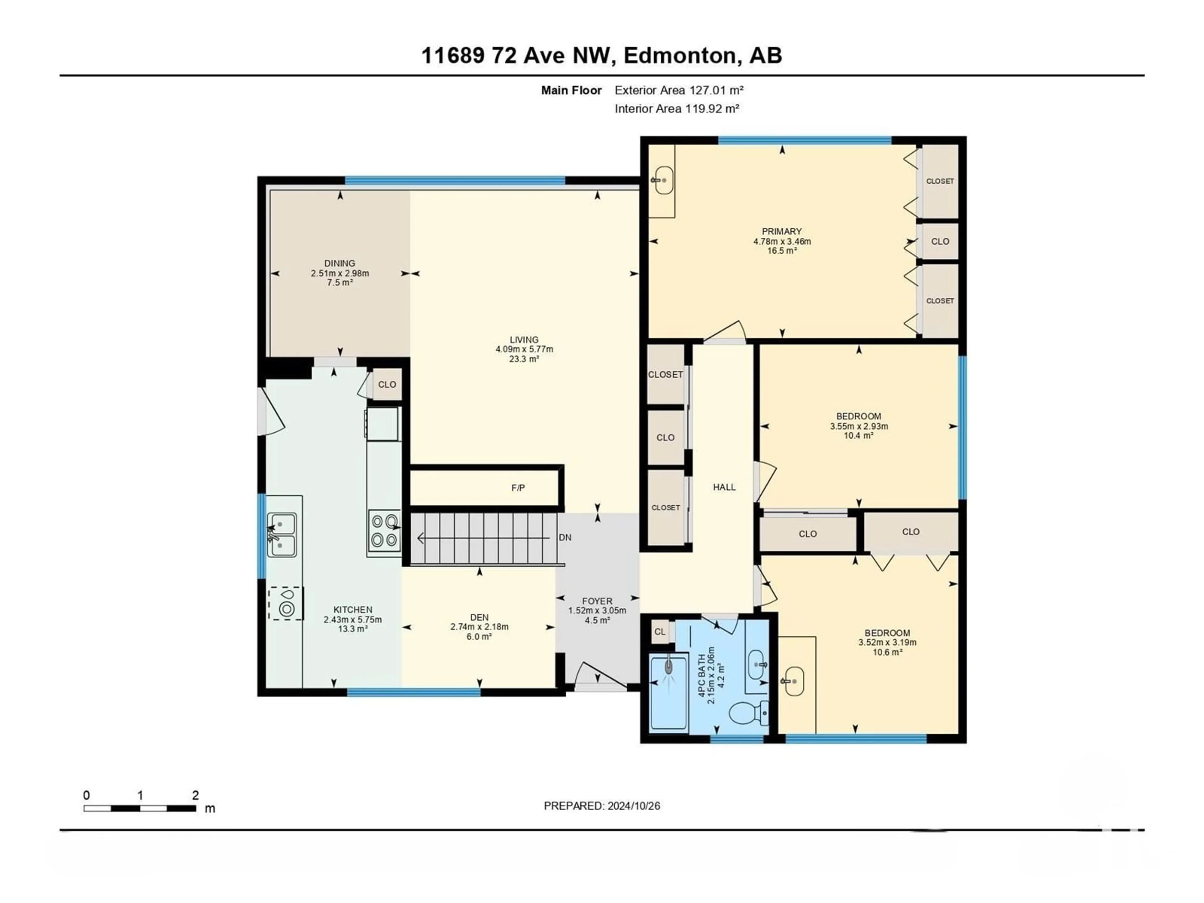 Floor plan for 11689 72 AV NW, Edmonton Alberta T6G0B9