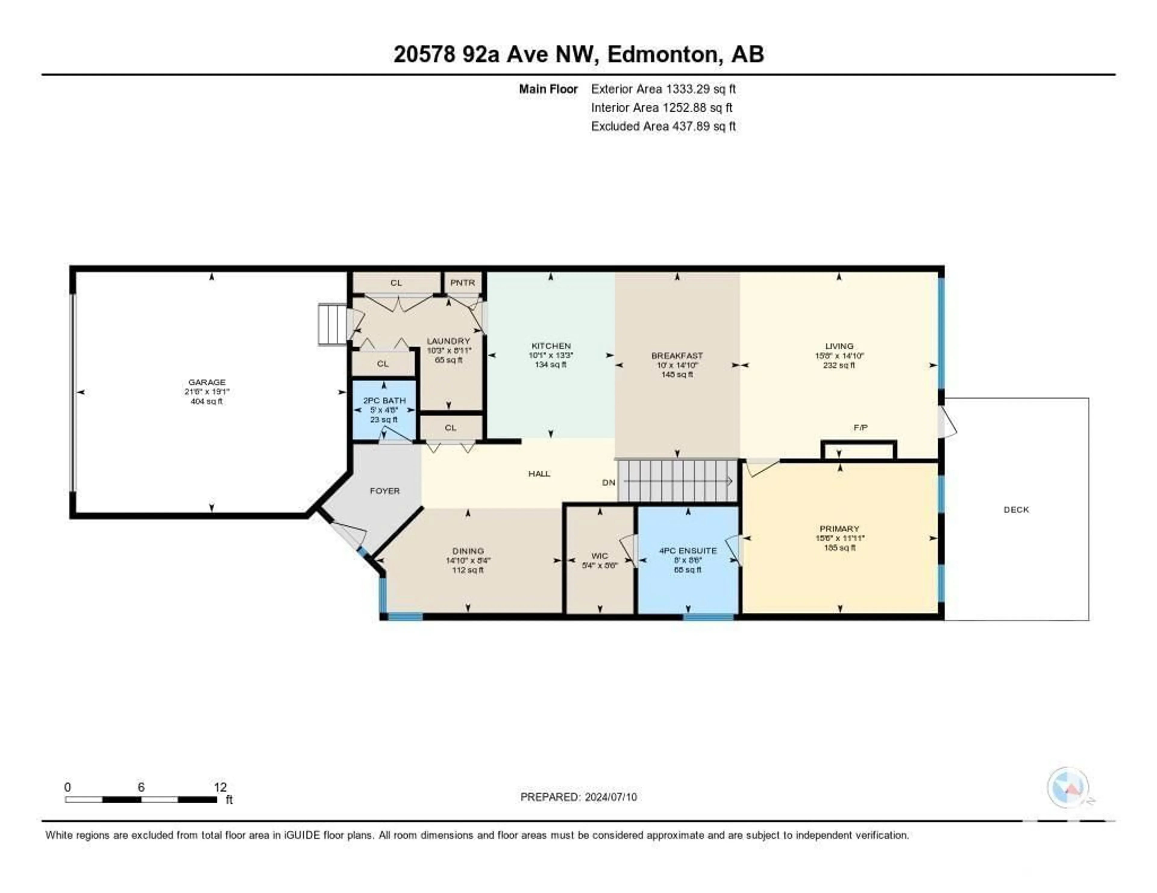 Floor plan for 20578 92A AV NW, Edmonton Alberta T5T3B2