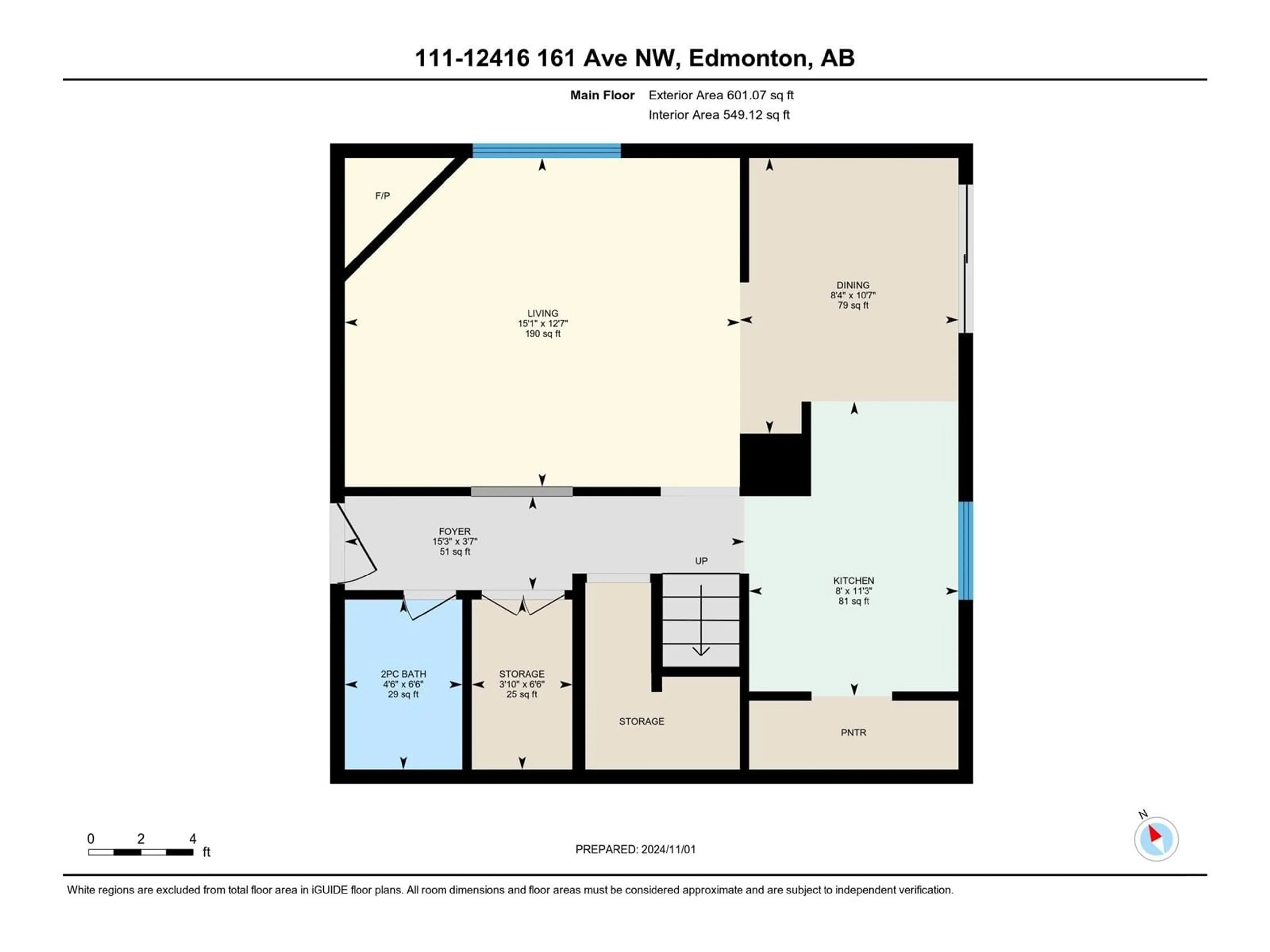 Floor plan for #111 12416 161 AV NW, Edmonton Alberta T5X4W6