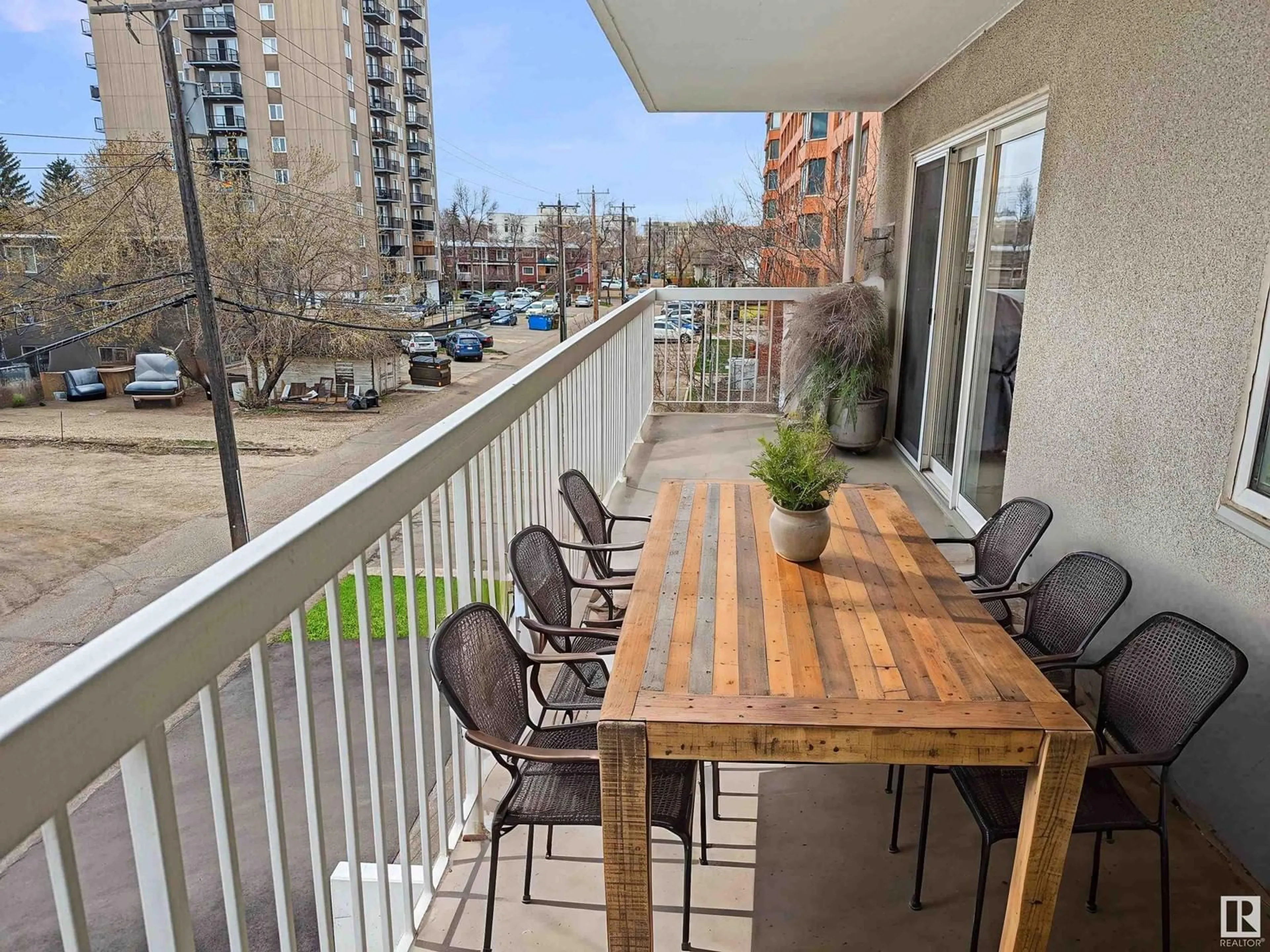 Balcony in the apartment, the fenced backyard for #305 10130 114 ST NW, Edmonton Alberta T5K2S6