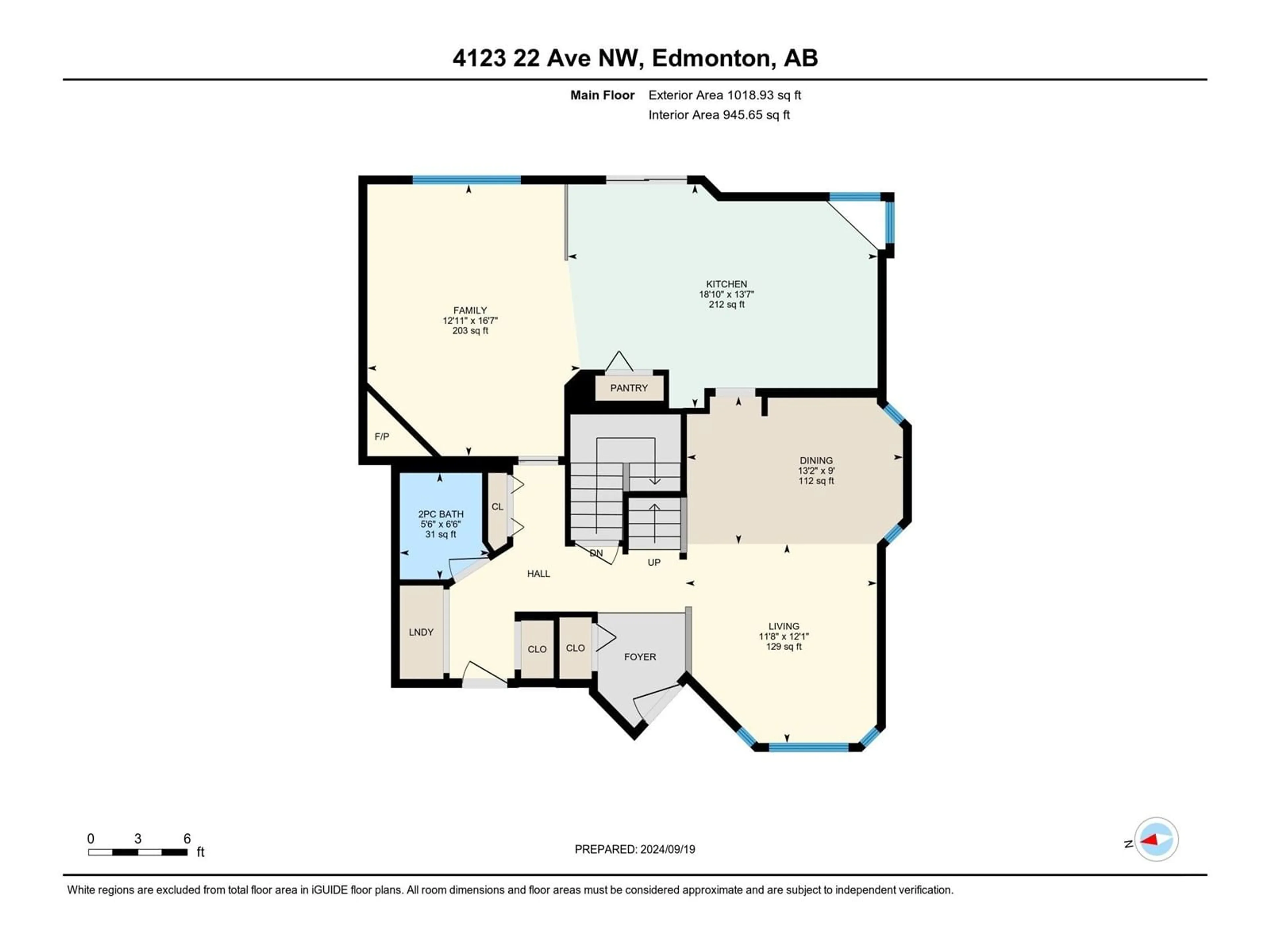 Floor plan for 4123 22 AV NW, Edmonton Alberta T6L6L4