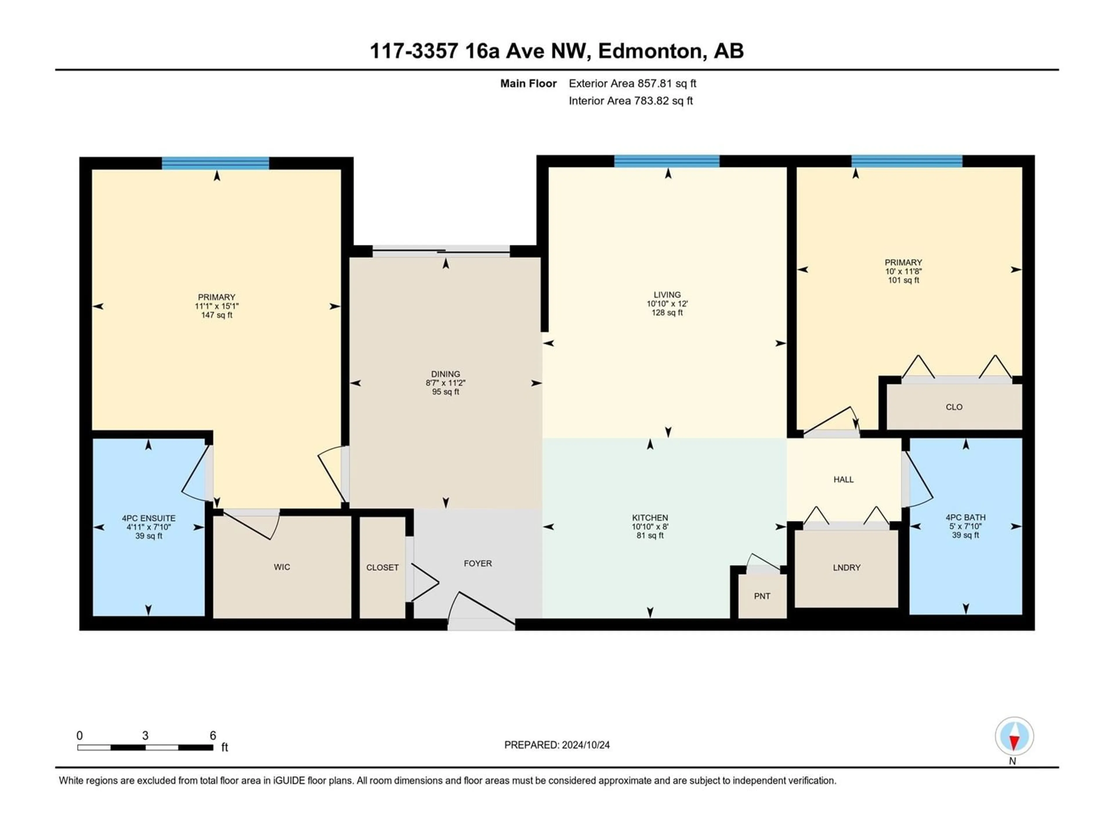 Floor plan for #117 3357 16A AV NW, Edmonton Alberta T6T0V4