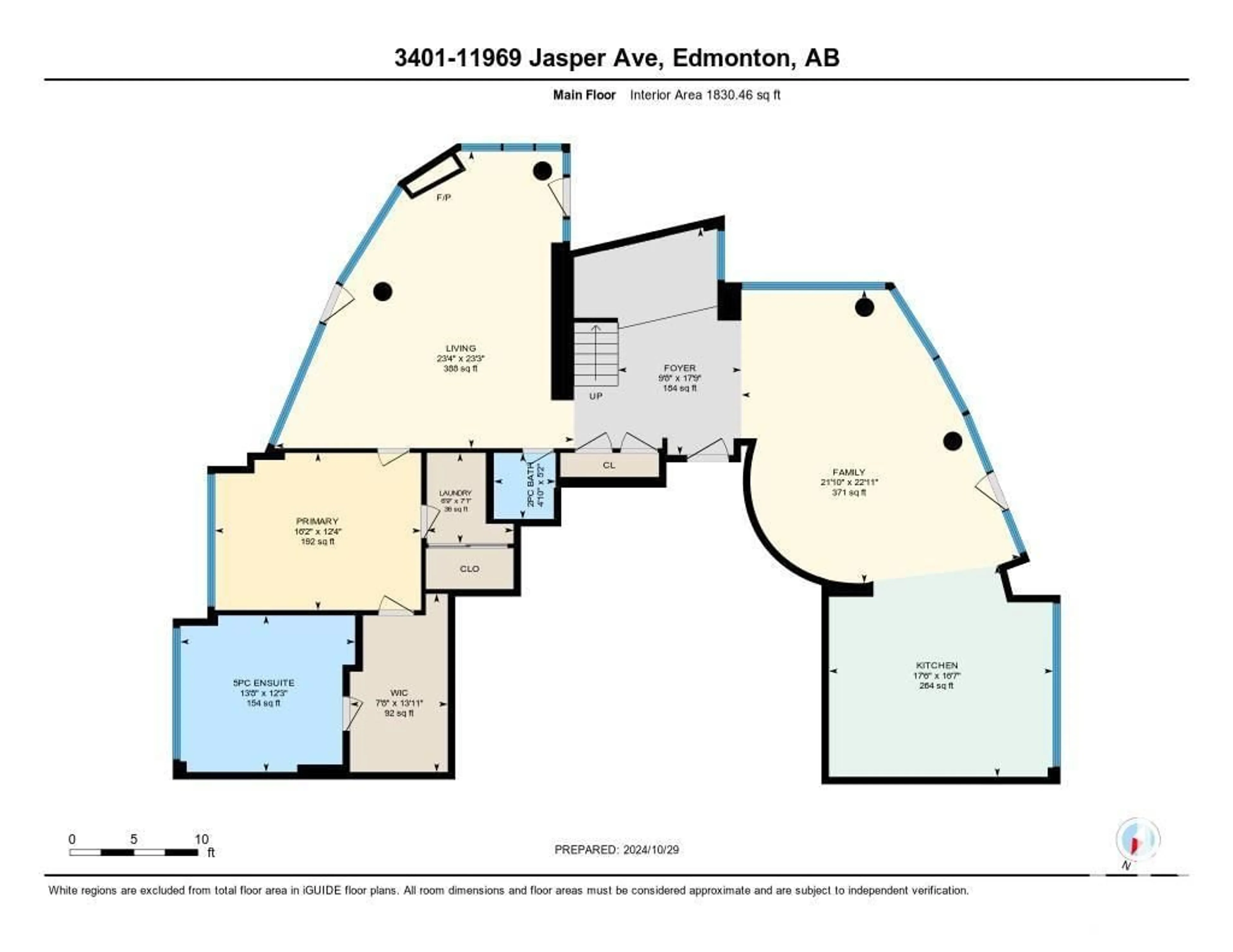 Floor plan for #3401 11969 JASPER AV NW, Edmonton Alberta T5K0P1