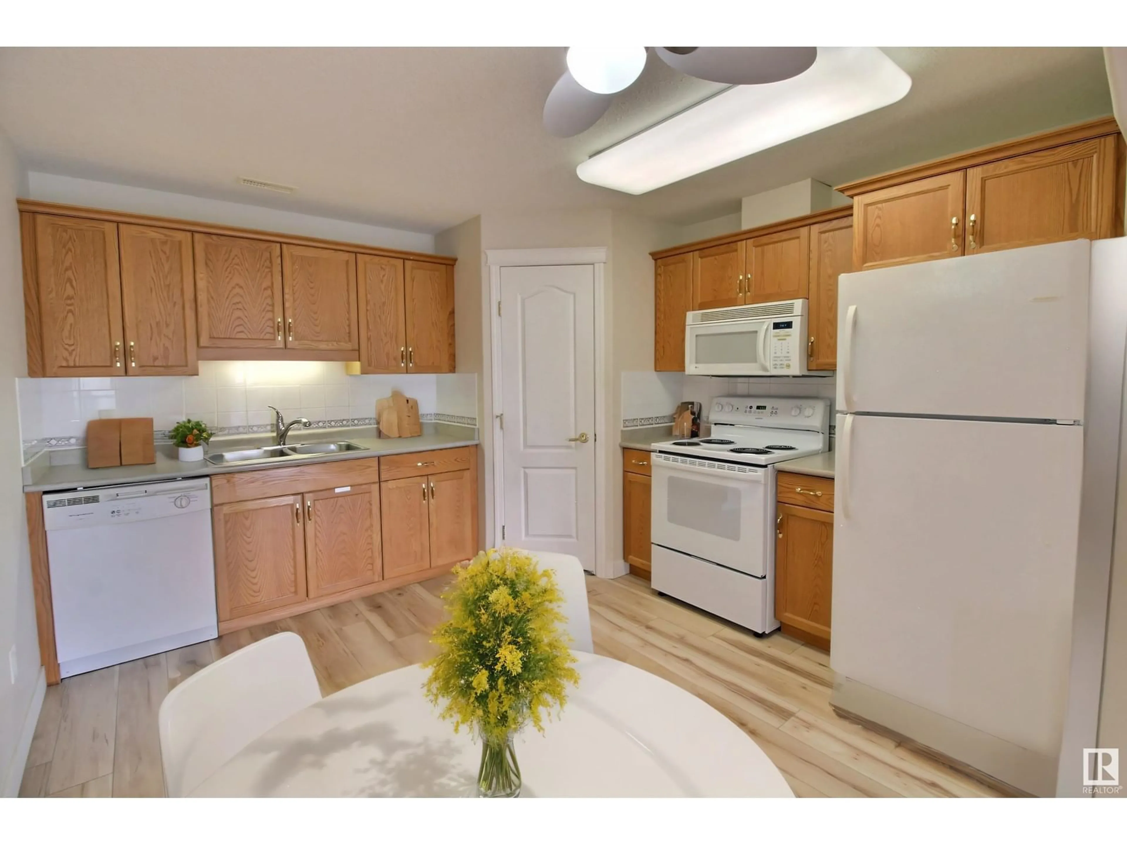 Standard kitchen, wood floors, cottage for #316 237 YOUVILLE DR NW, Edmonton Alberta T6L7G2