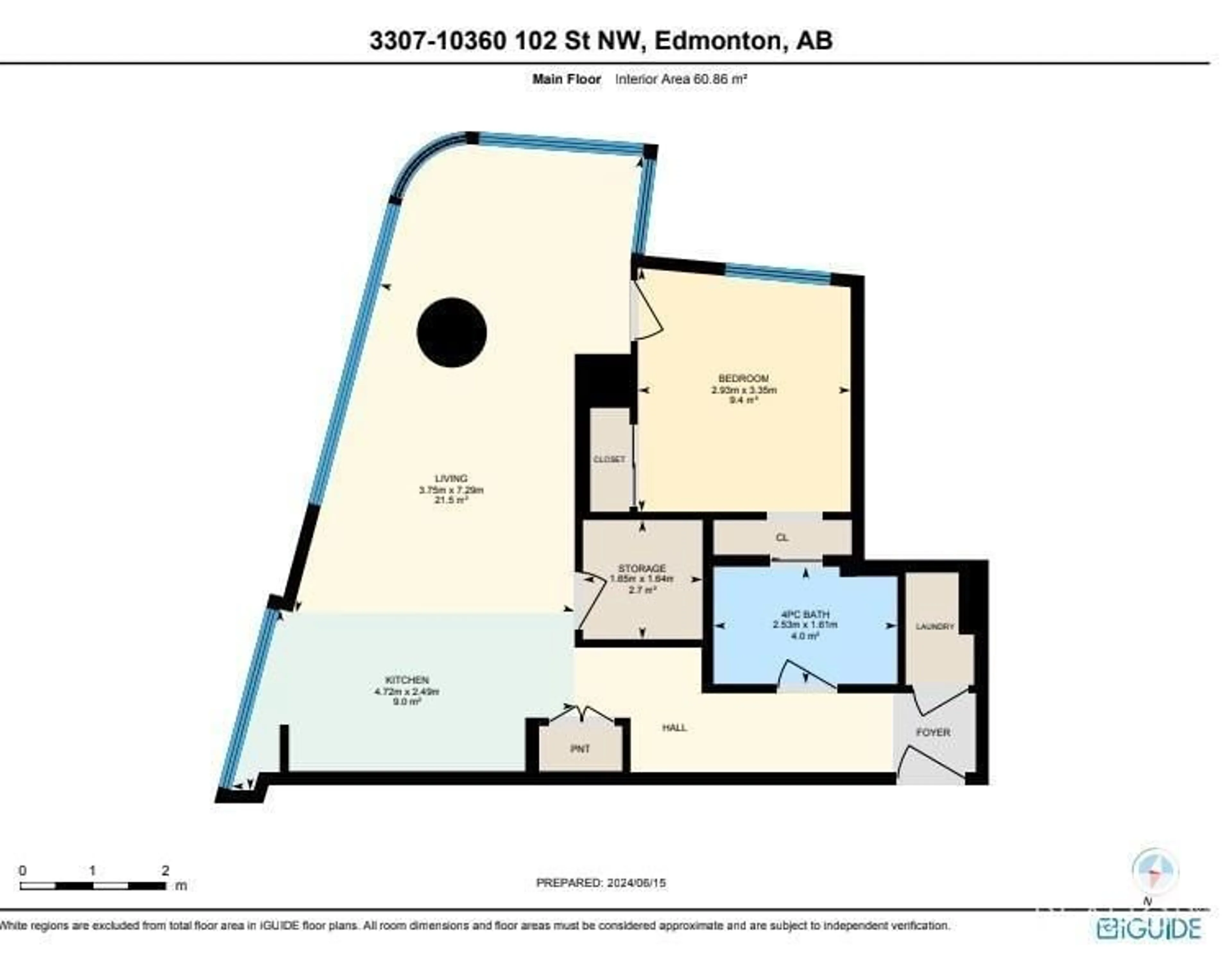 Floor plan for #3307 10360 102 ST NW, Edmonton Alberta T5J0K6