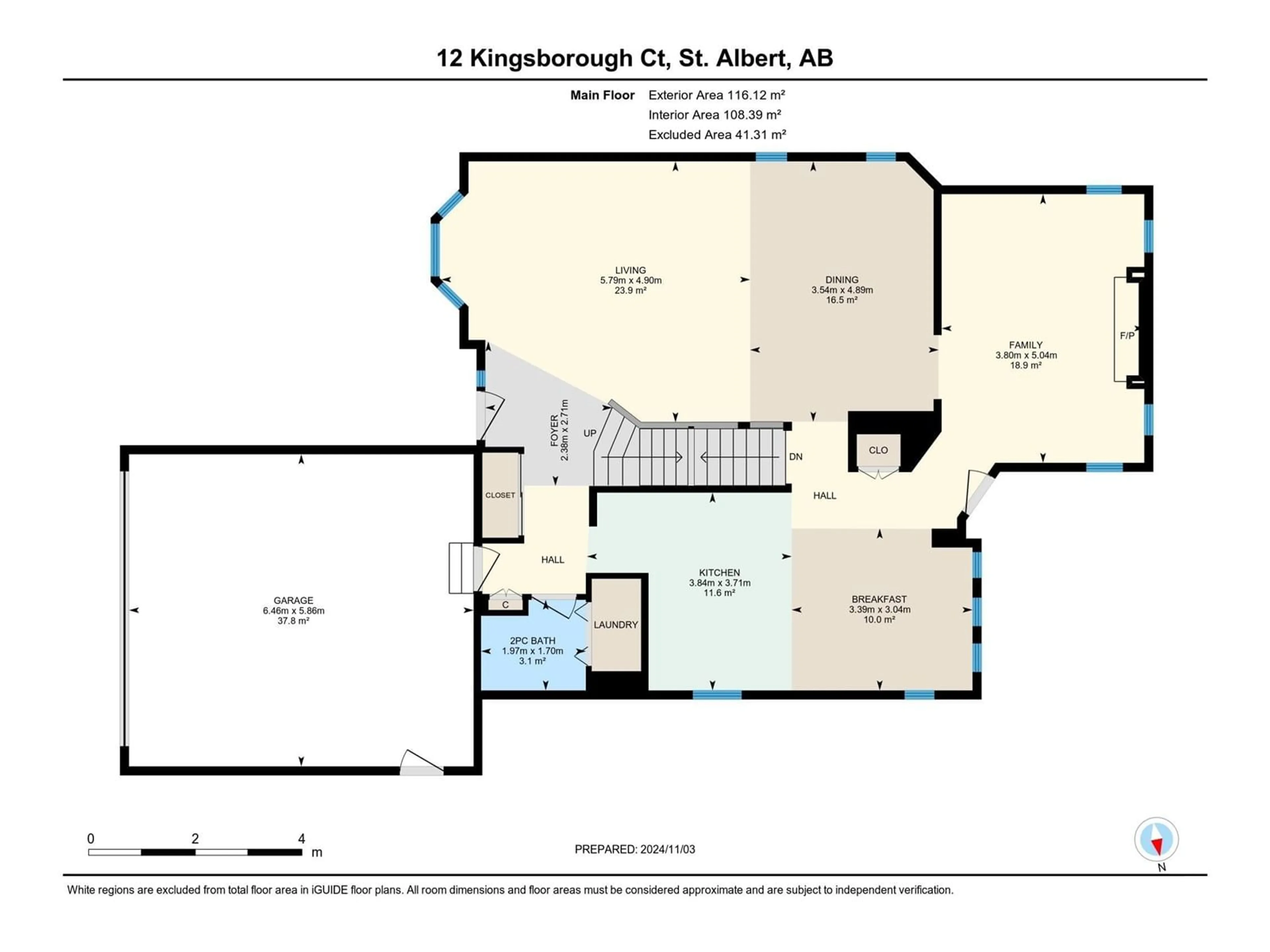 Floor plan for 12 KINGSBOROUGH CO, St. Albert Alberta T8N5M4