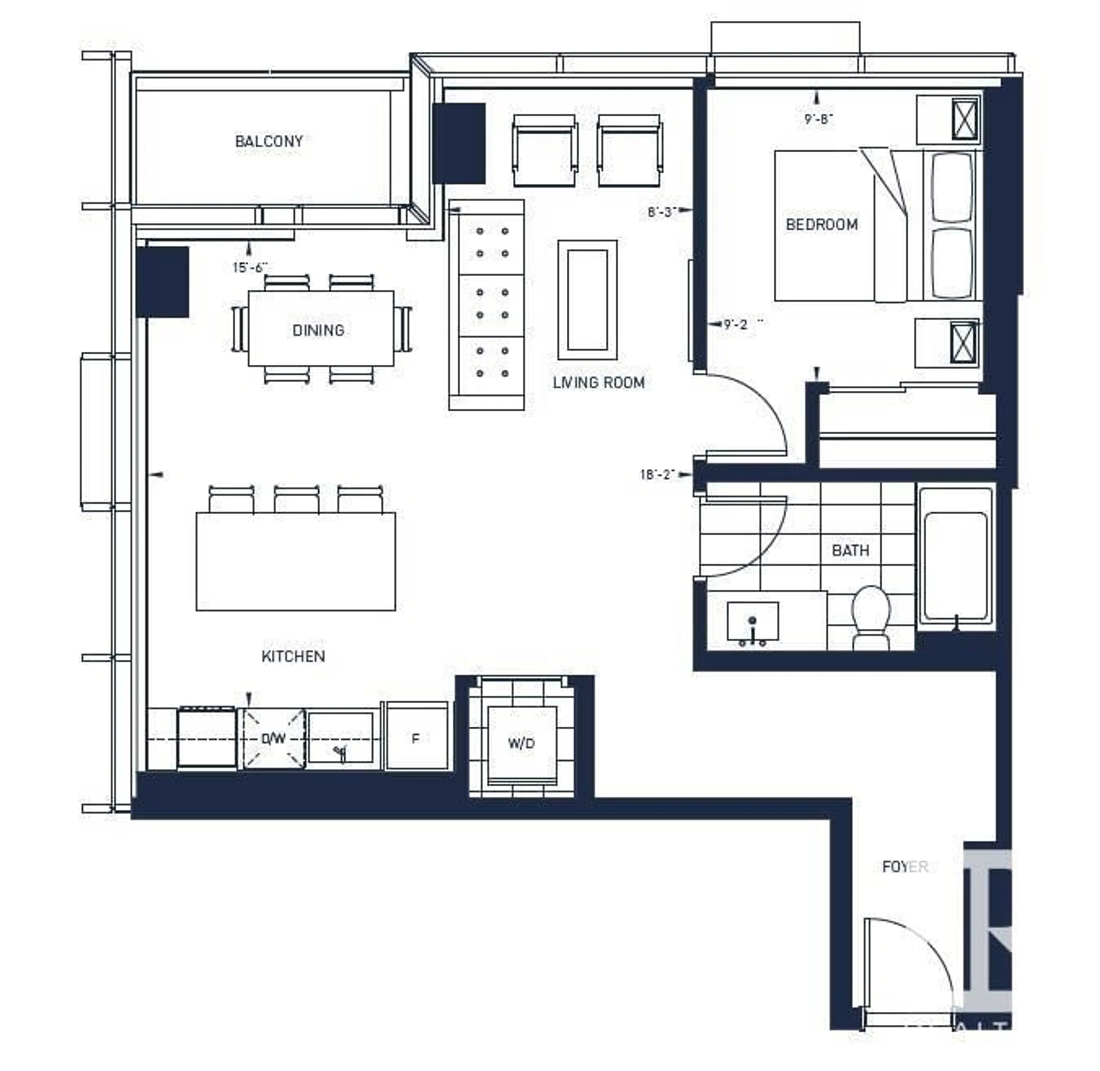 Floor plan for #4603 10310 102 ST NW, Edmonton Alberta T5J0K5