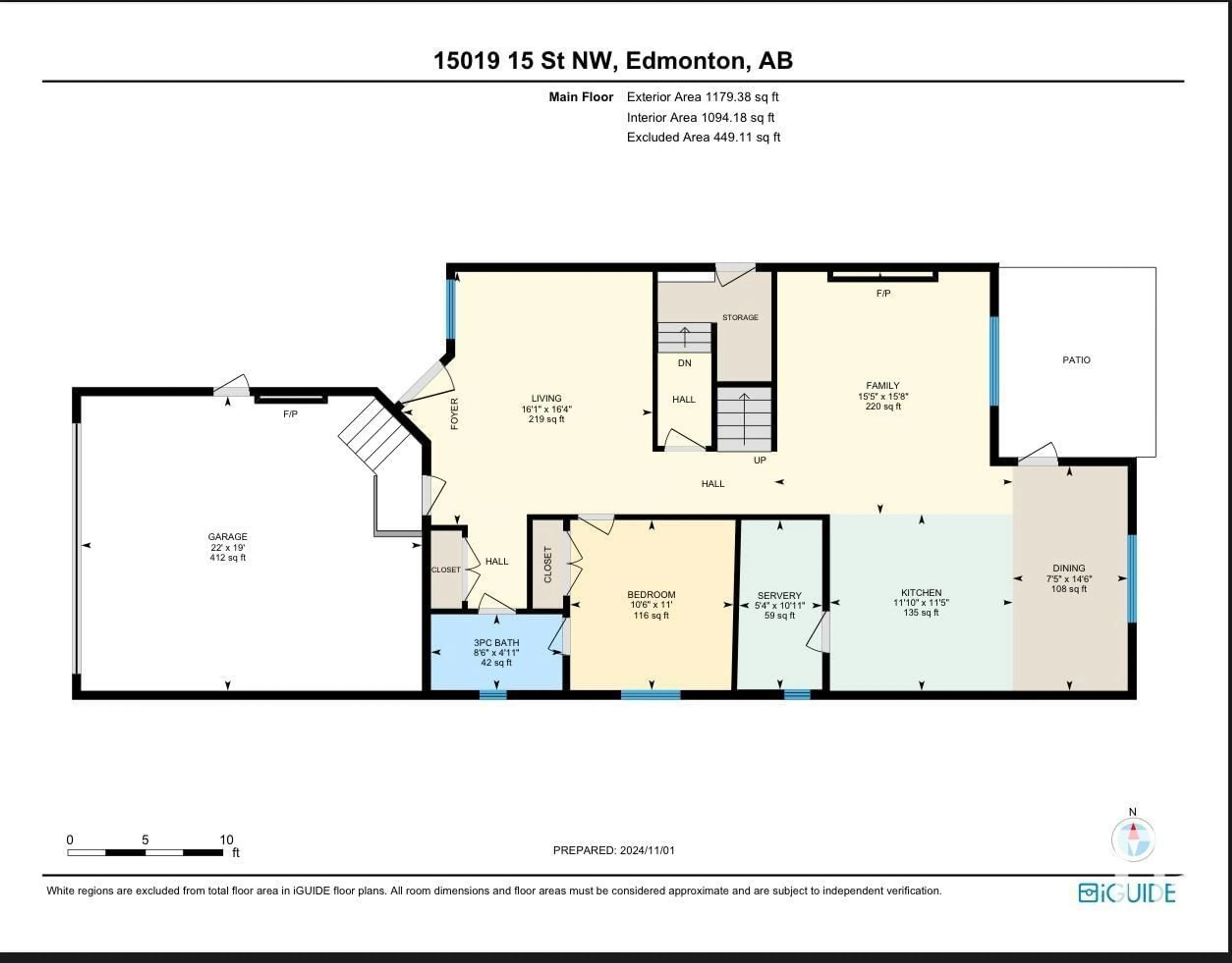 Floor plan for 15019 15 ST NW, Edmonton Alberta T5Y3T4