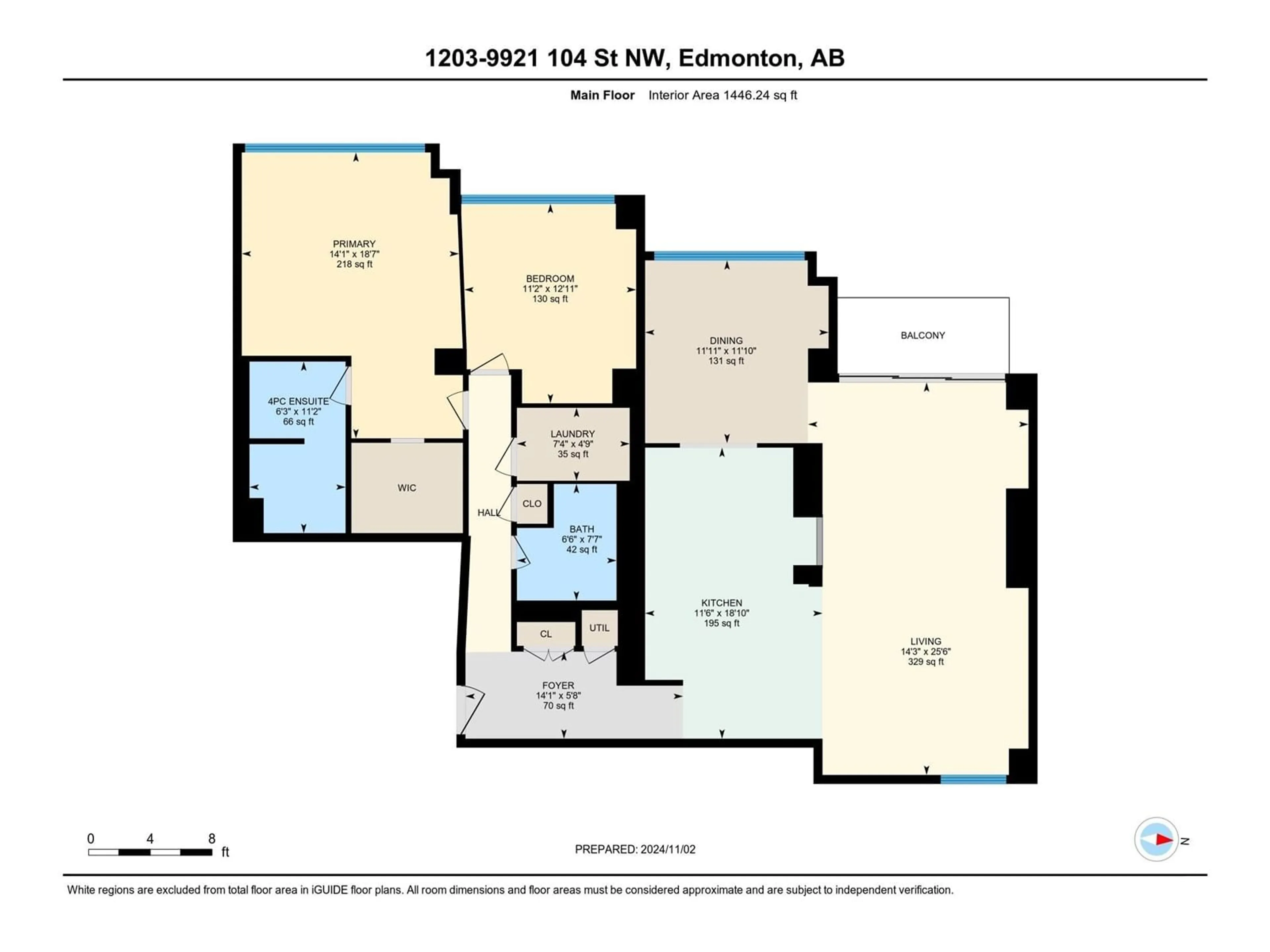 Floor plan for #1203 9921 104 ST NW, Edmonton Alberta T5K2K3