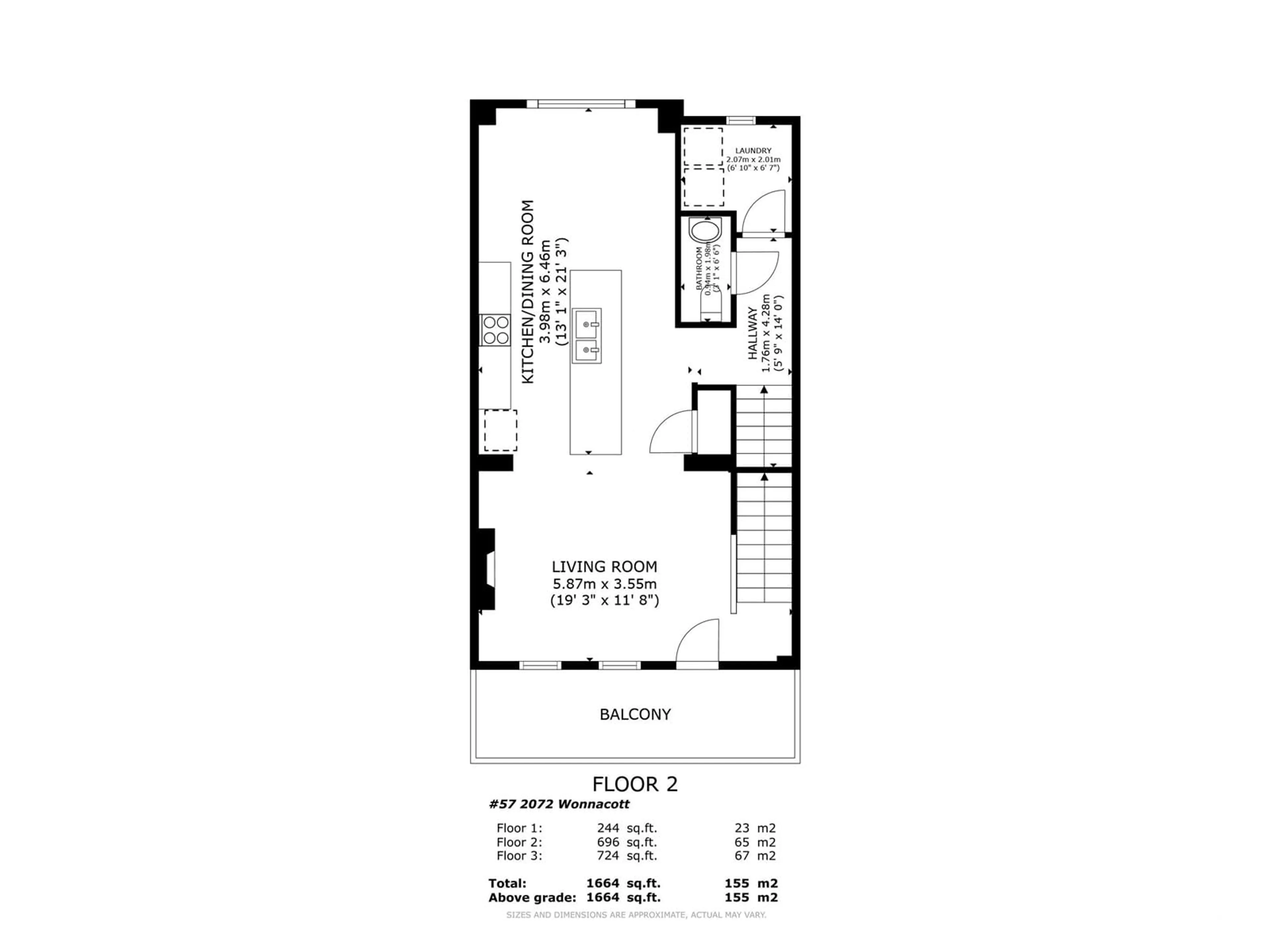 Floor plan for #57 2072 WONNACOTT WY SW, Edmonton Alberta T6X2V7