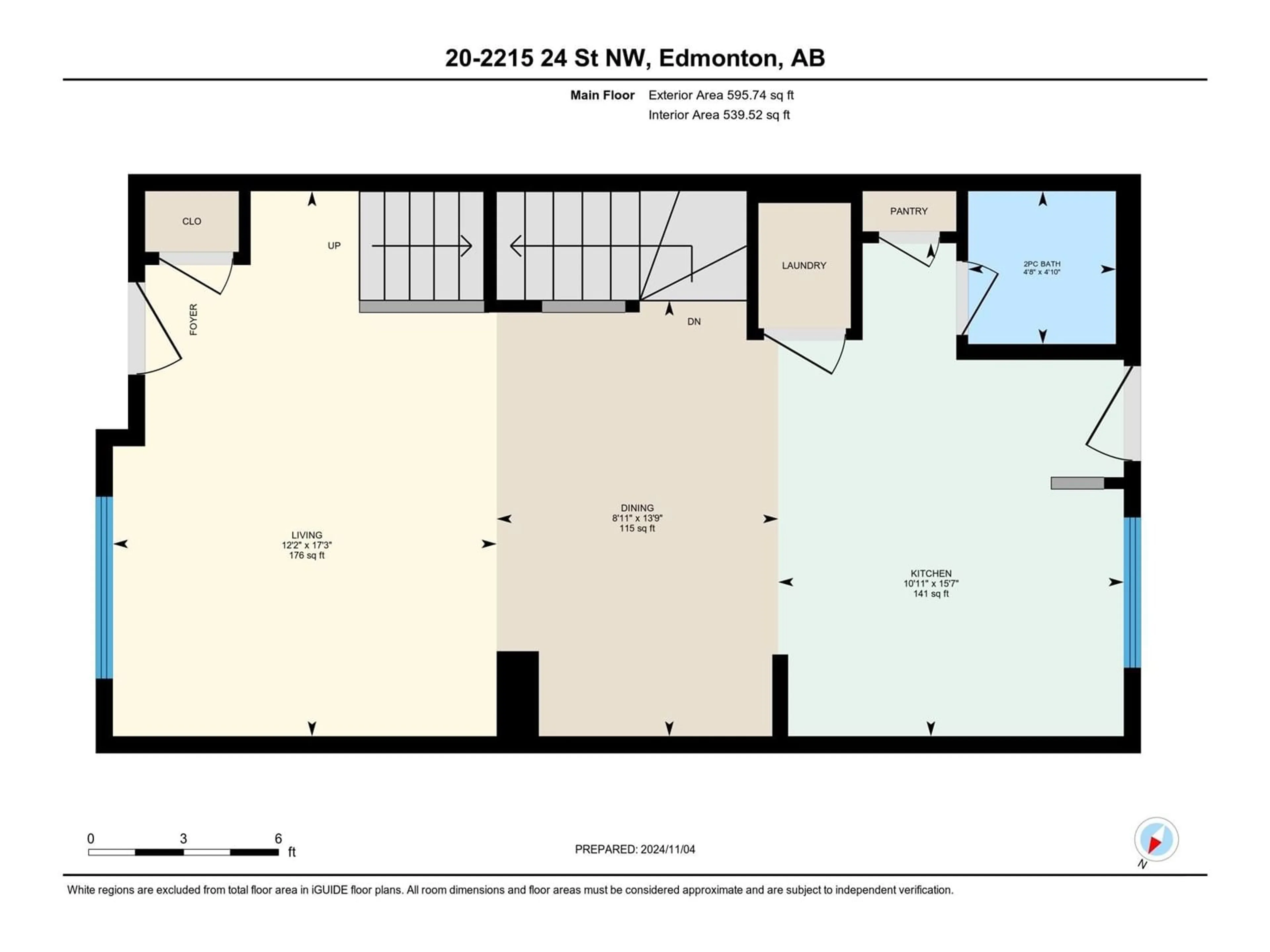 Floor plan for #20 2215 24 ST NW NW, Edmonton Alberta T6T0G9