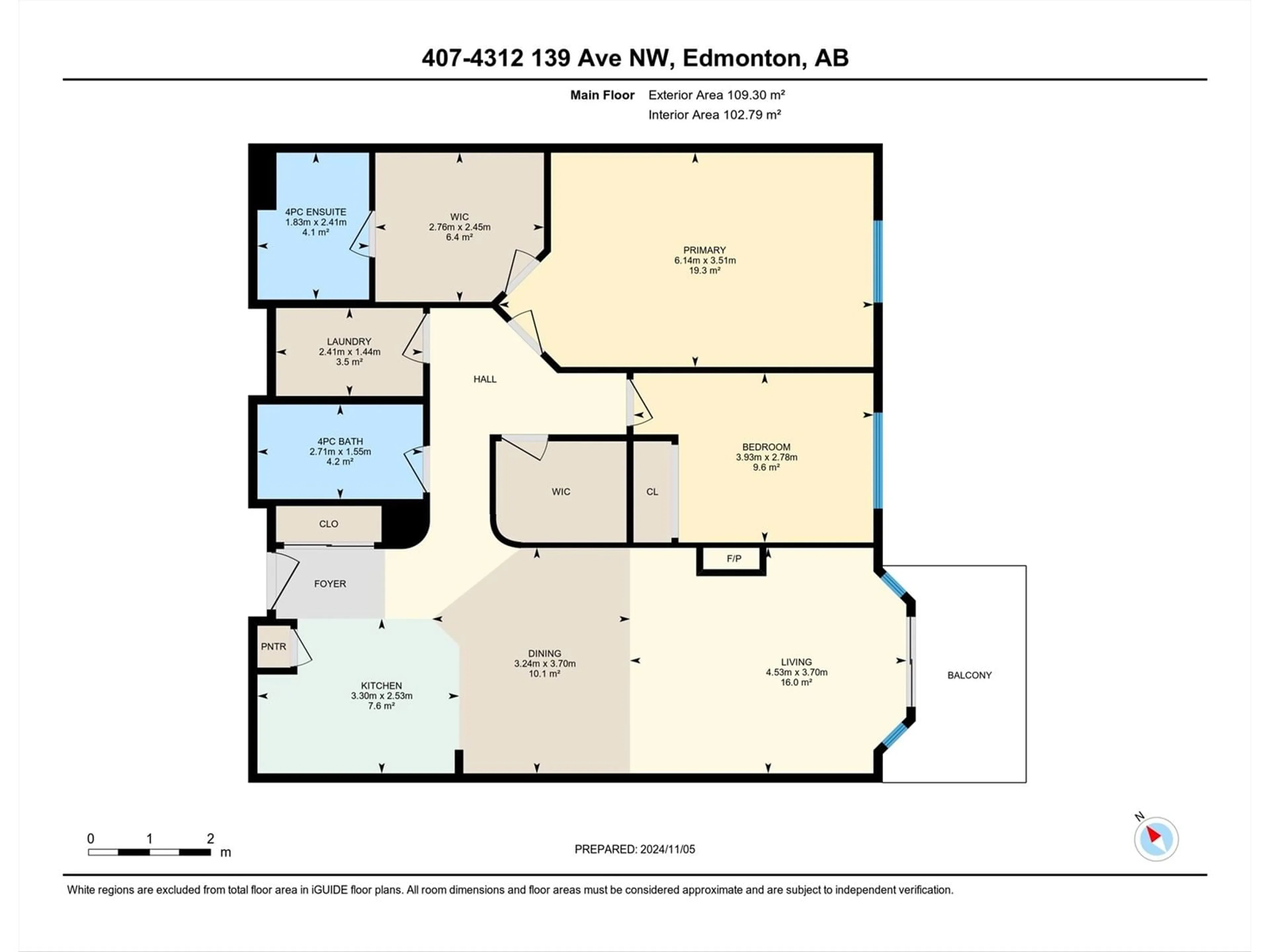 Floor plan for #407 4312 139 AV NW, Edmonton Alberta T5Y3J4