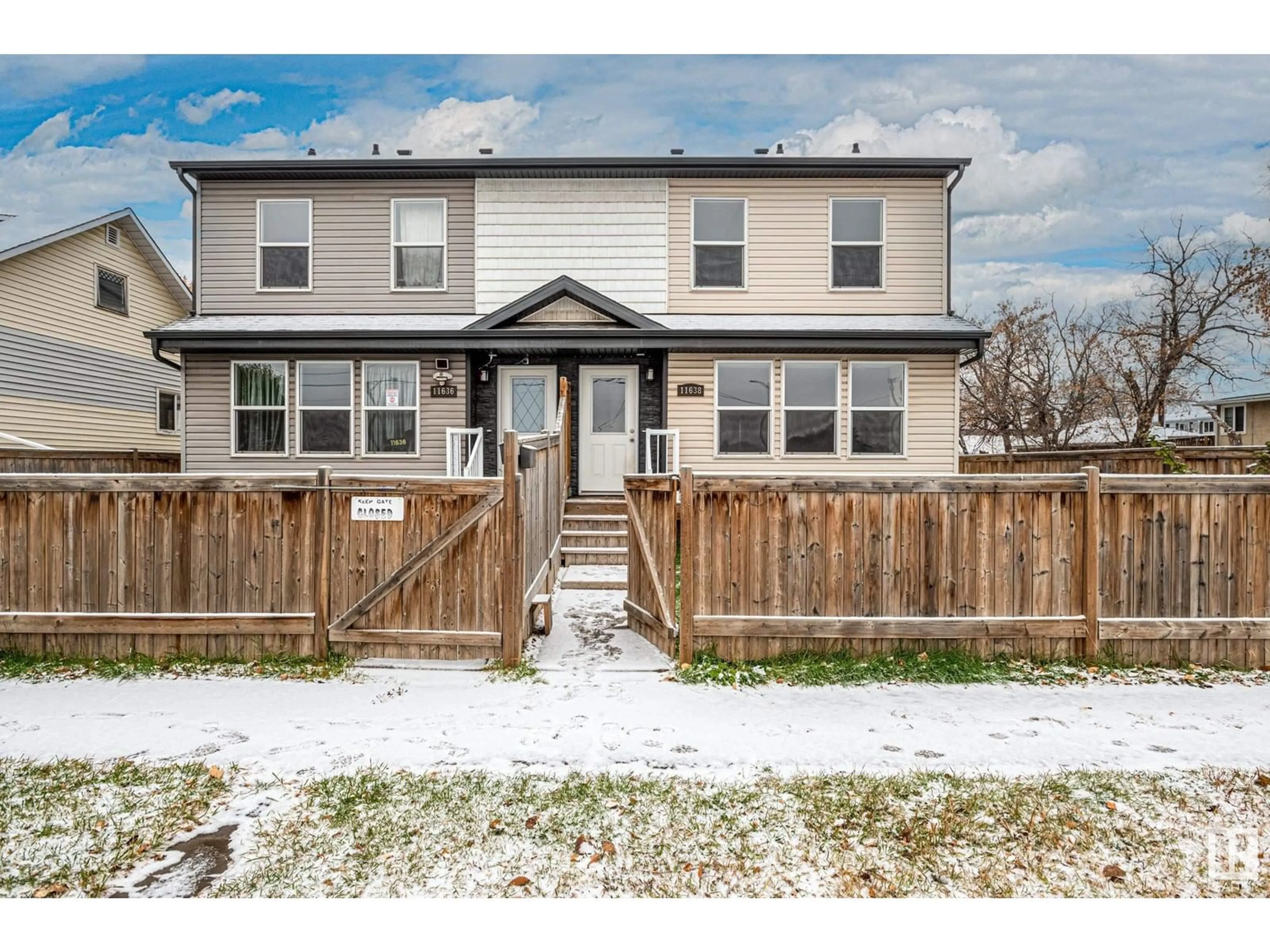 Frontside or backside of a home, the fenced backyard for 11638 80 ST NW, Edmonton Alberta T5B2N2