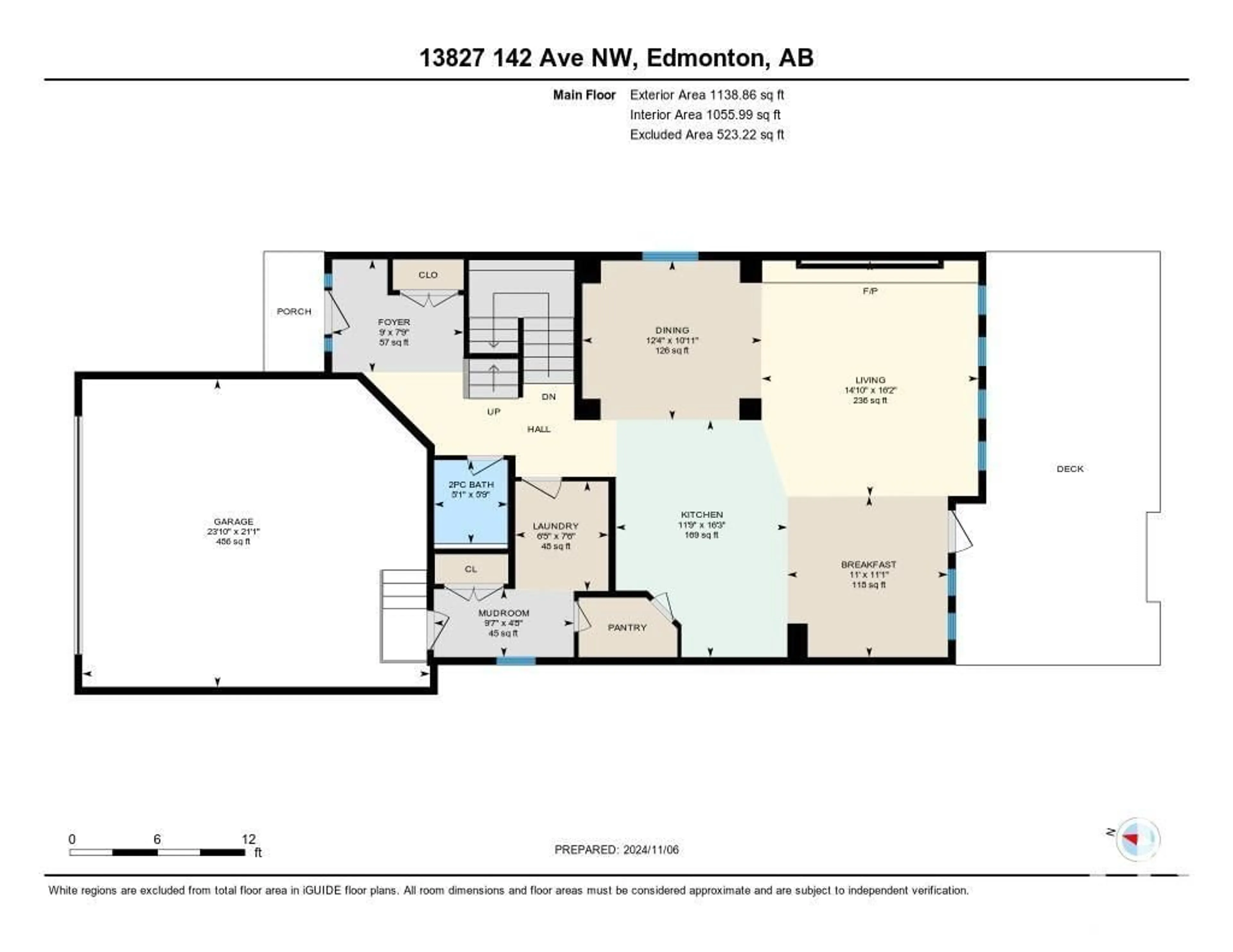 Floor plan for 13827 142 AV NW, Edmonton Alberta T6V0L8