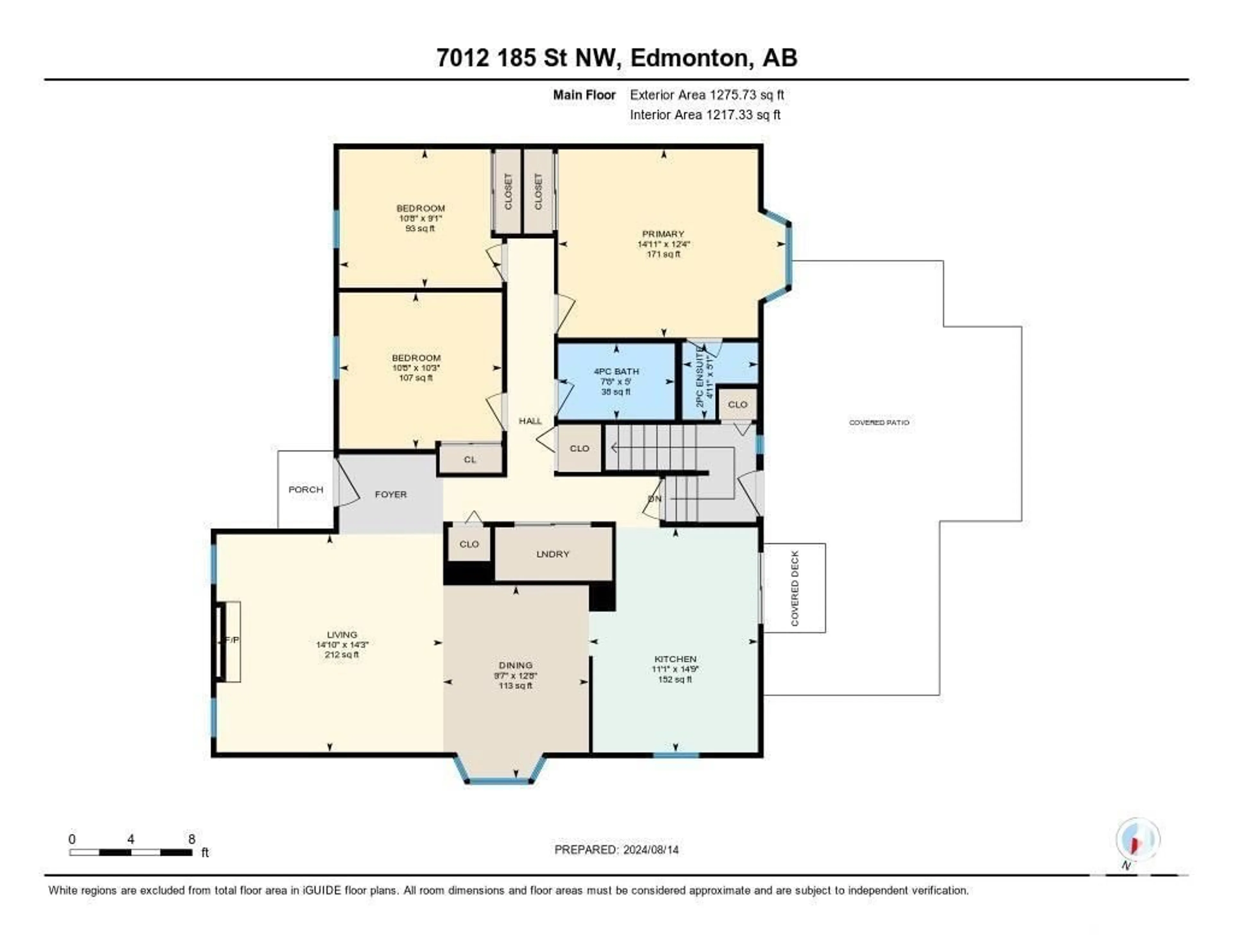 Floor plan for 7012 185 ST NW, Edmonton Alberta T5T2L8