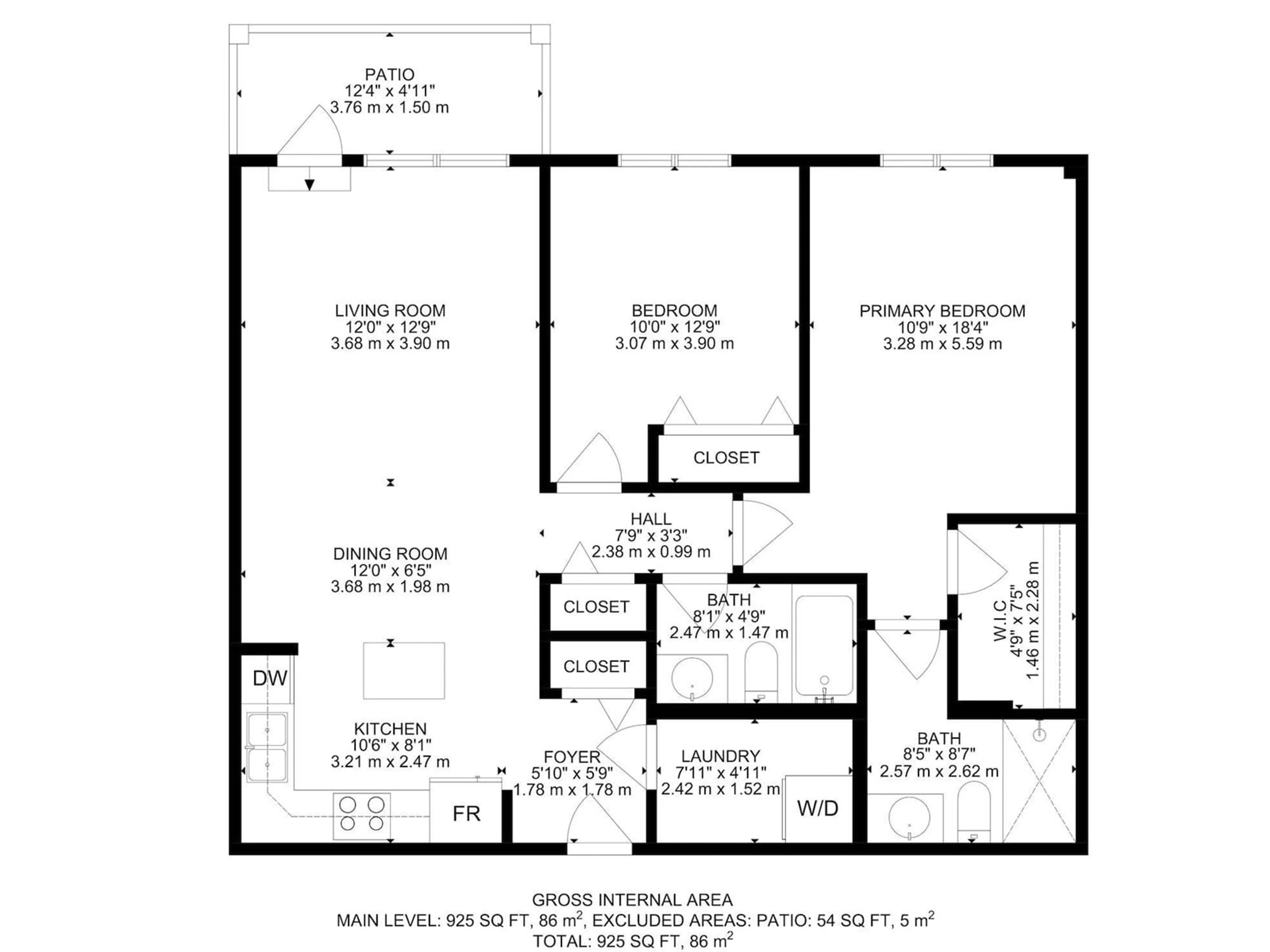 Floor plan for #110 13635 34 ST NW, Edmonton Alberta T5A0C4