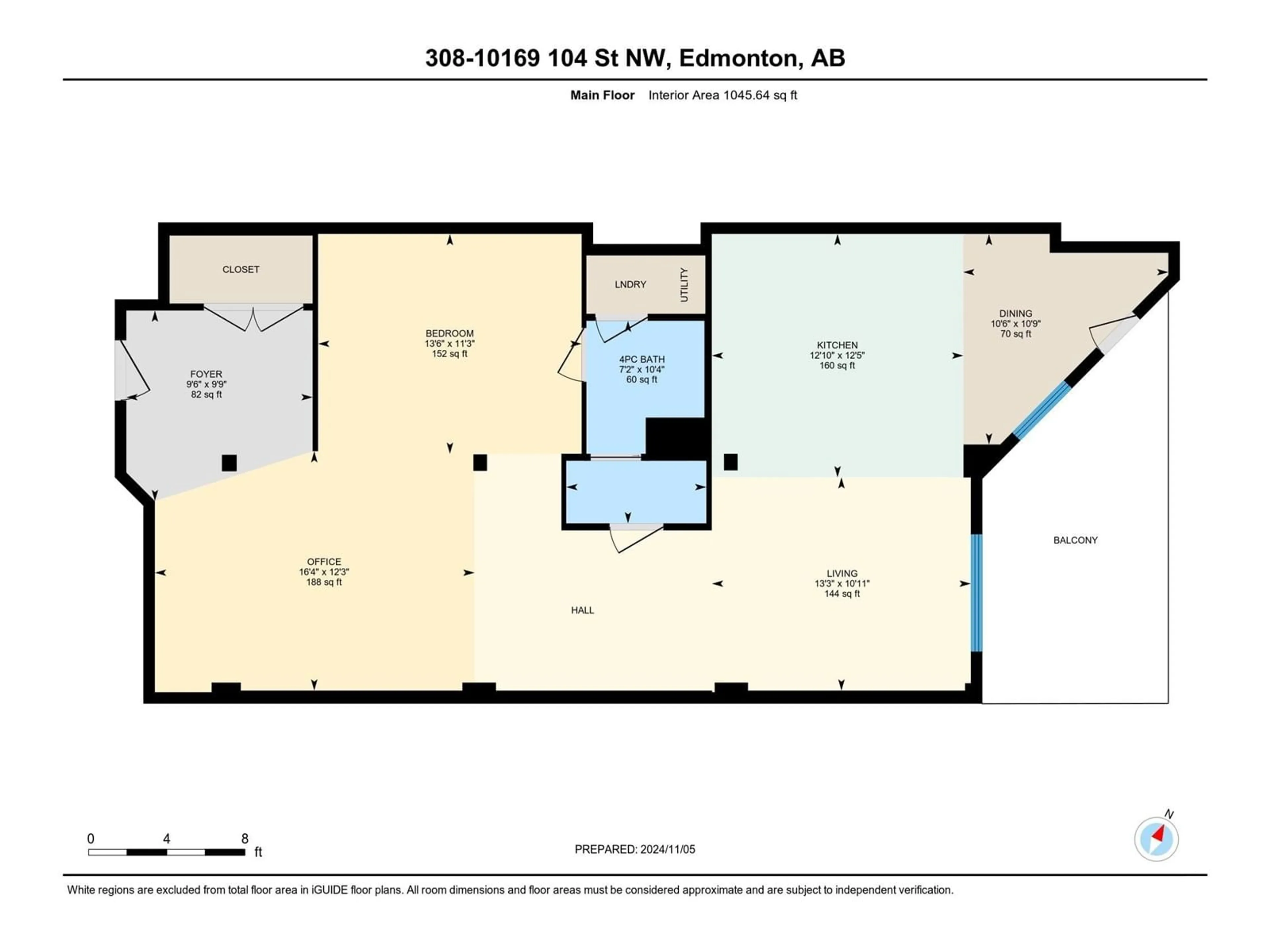 Floor plan for #308 10169 104 ST NW, Edmonton Alberta T5J1A5