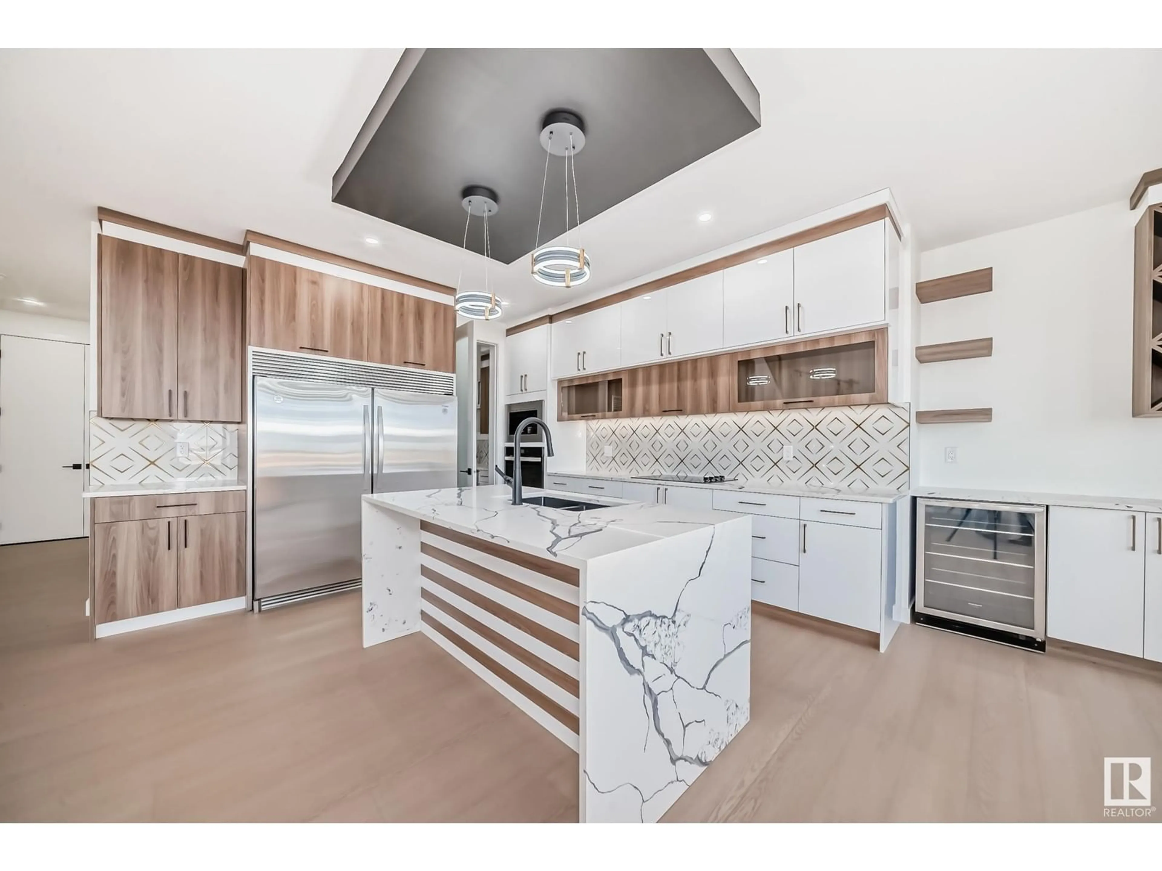 Contemporary kitchen, wood floors for 2756 1 AV SW, Edmonton Alberta T6X3E3