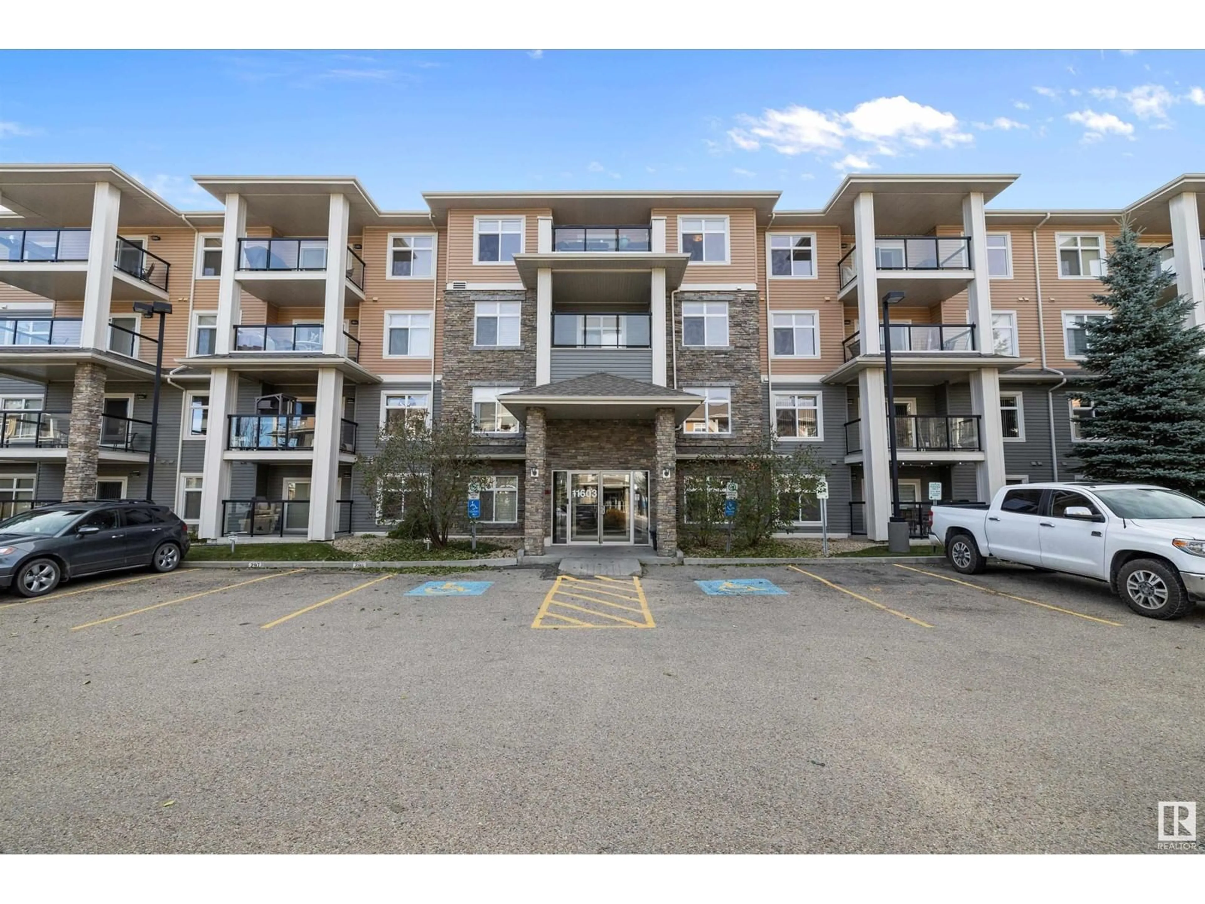 A pic from exterior of the house or condo, the front or back of building for #323 11603 ELLERSLIE RD SW, Edmonton Alberta T6W0J3