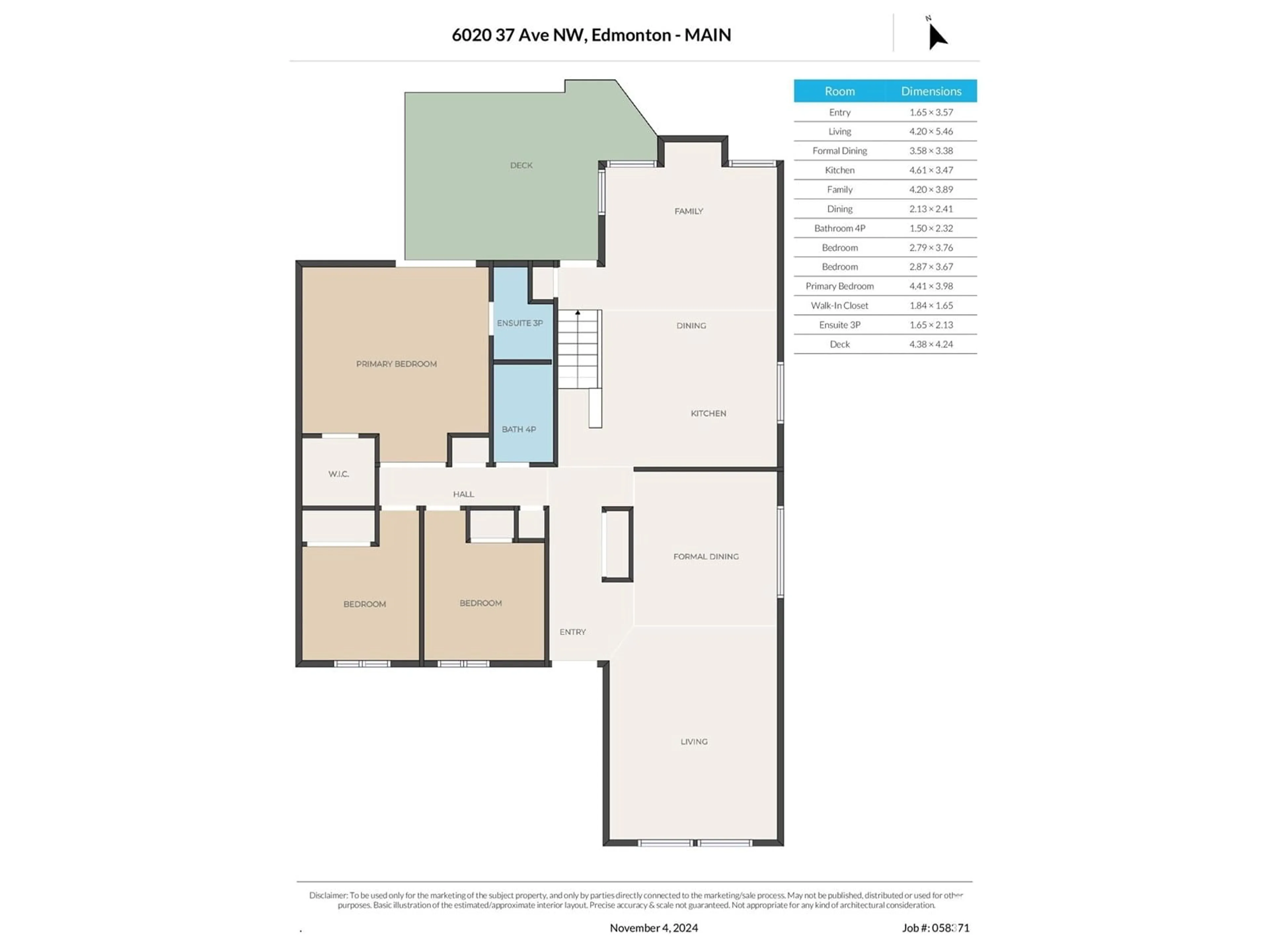 Floor plan for 6020 37 AV NW, Edmonton Alberta T6L1H2