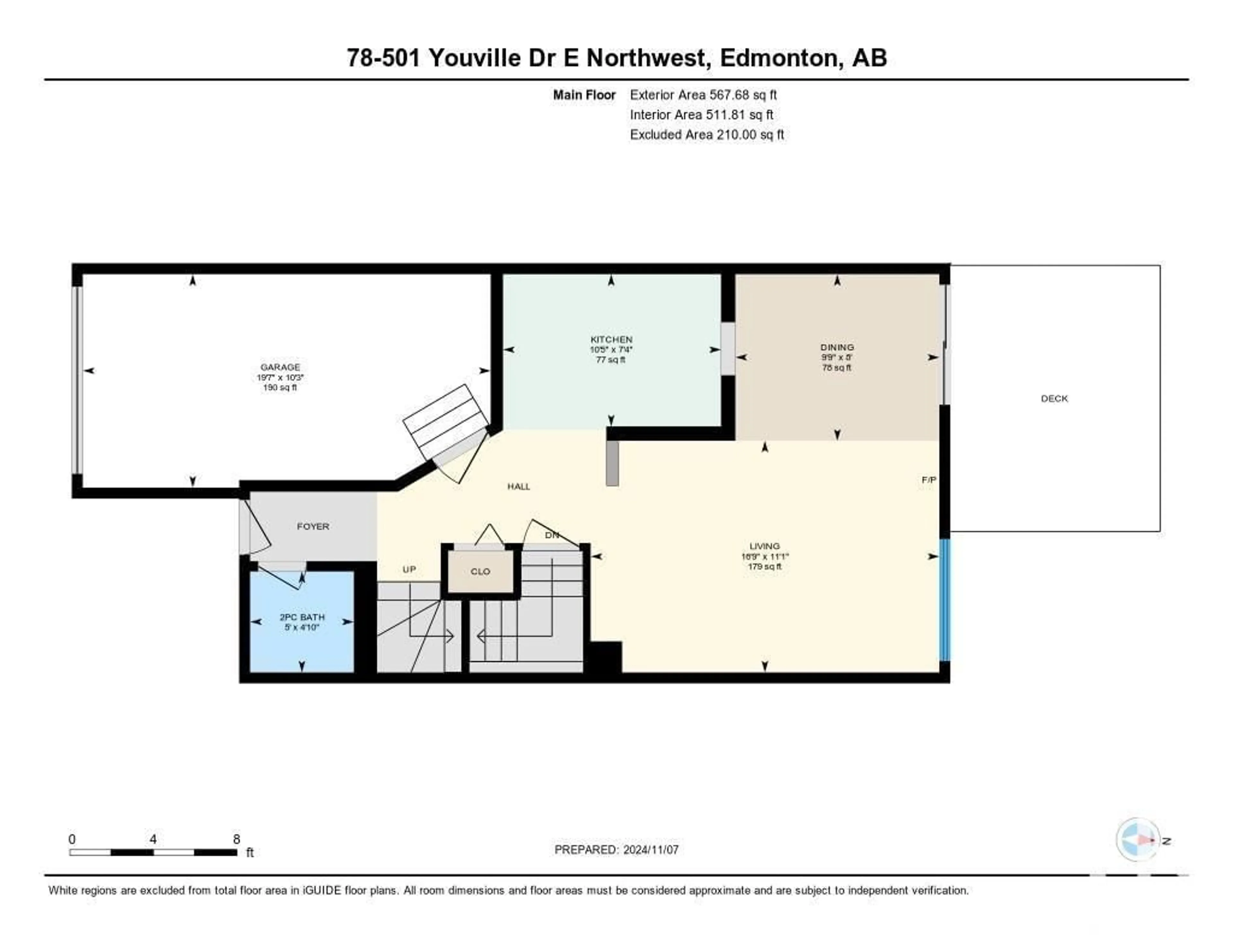 Floor plan for #78 501 YOUVILLE DR E NW, Edmonton Alberta T6L6T8