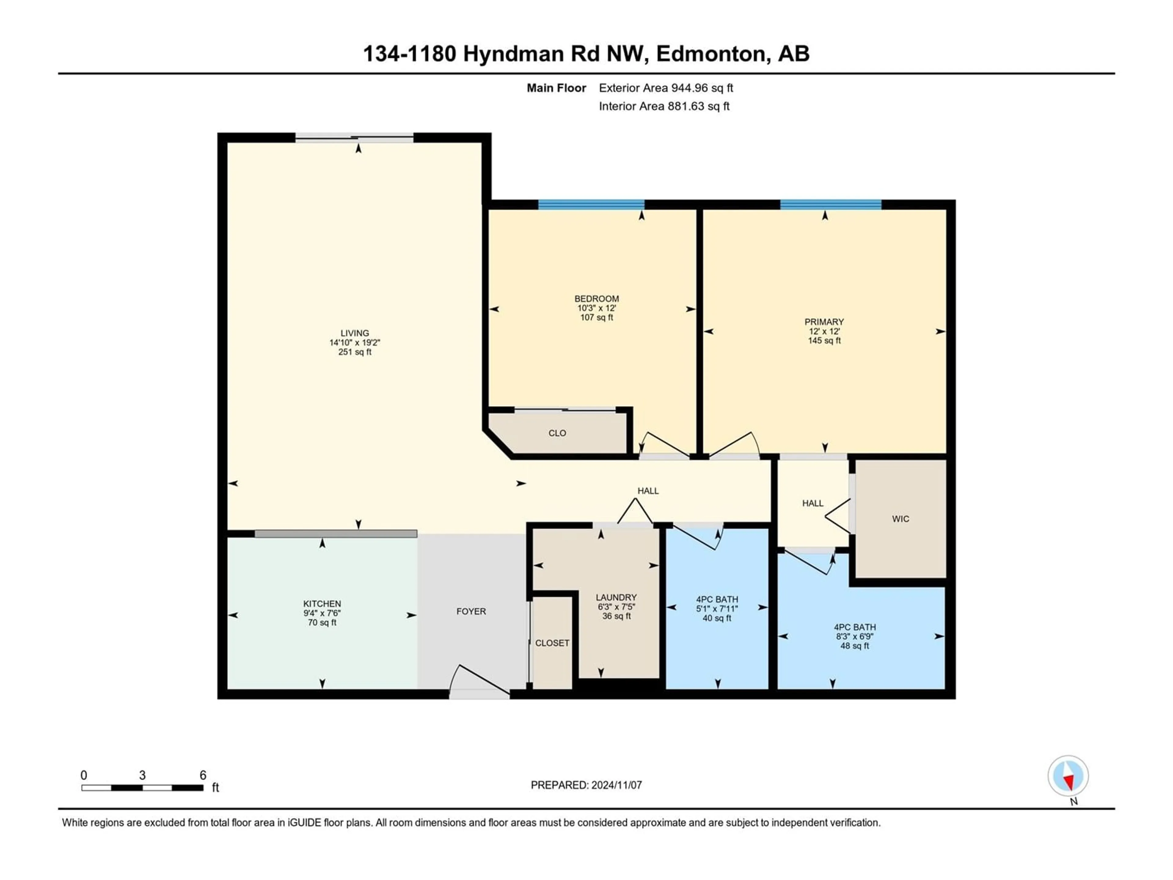 Floor plan for #134 1180 HYNDMAN RD NW, Edmonton Alberta T5A0P8