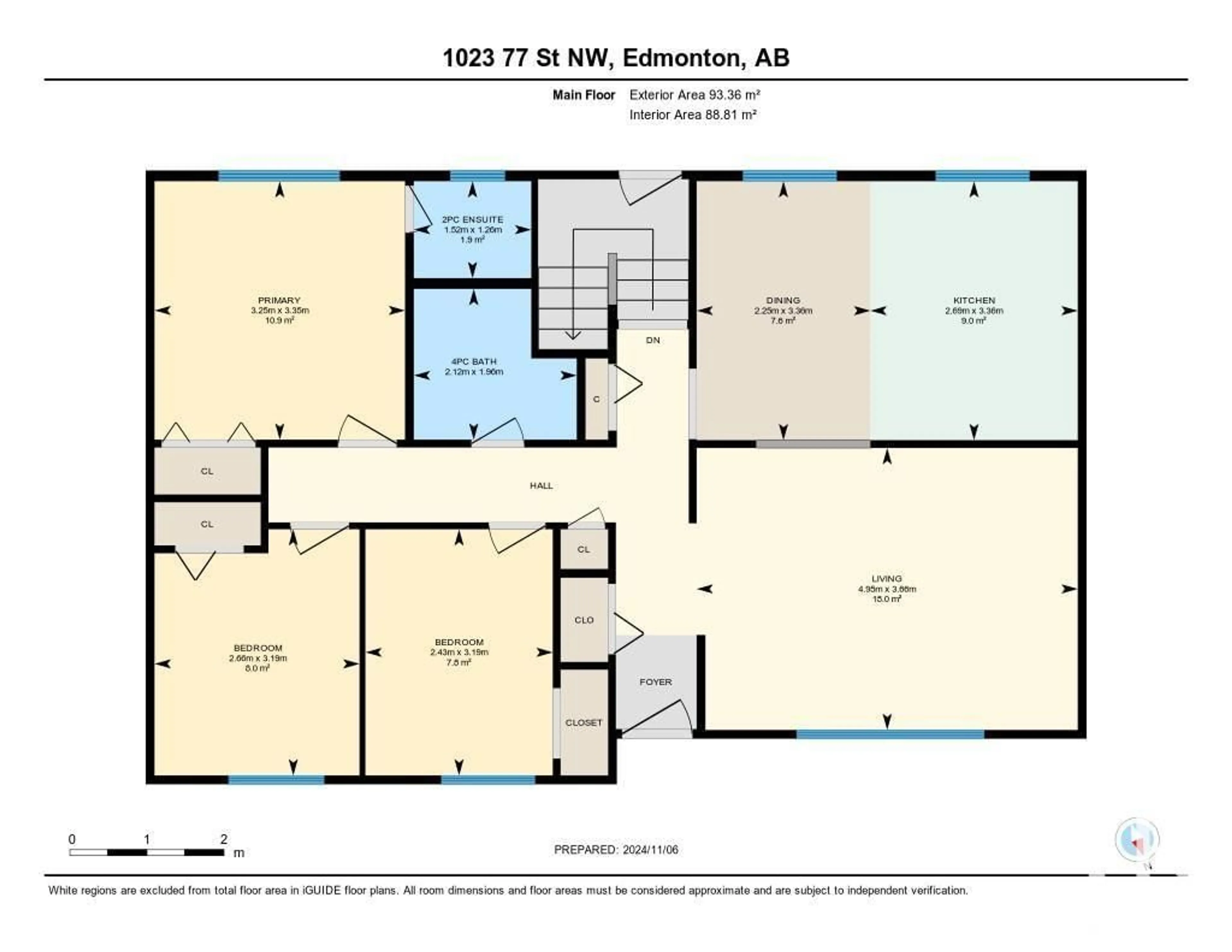 Floor plan for 1023 77 ST NW, Edmonton Alberta T6K3G4