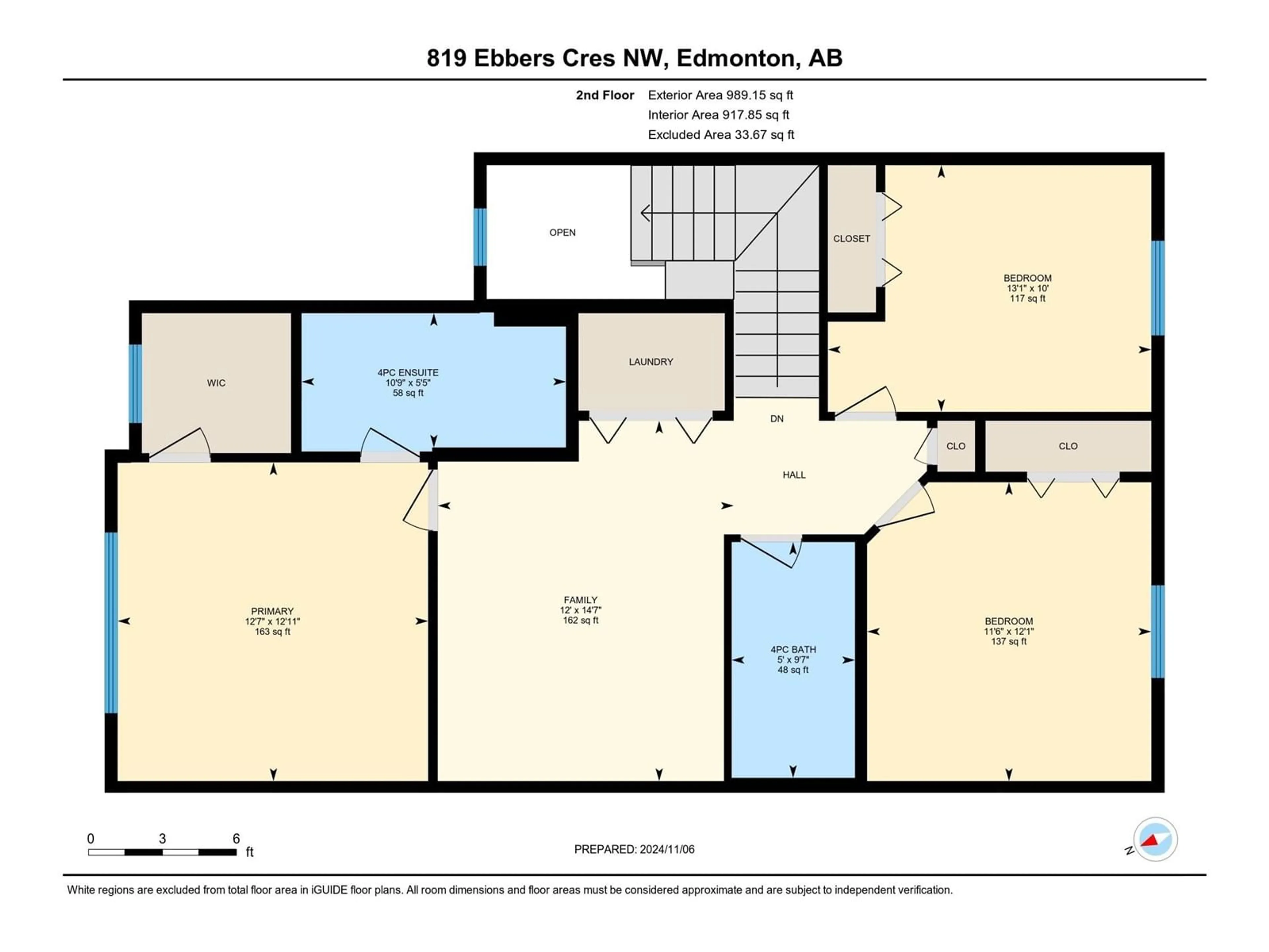 Floor plan for 819 EBBERS CR NW, Edmonton Alberta T5Y3V2