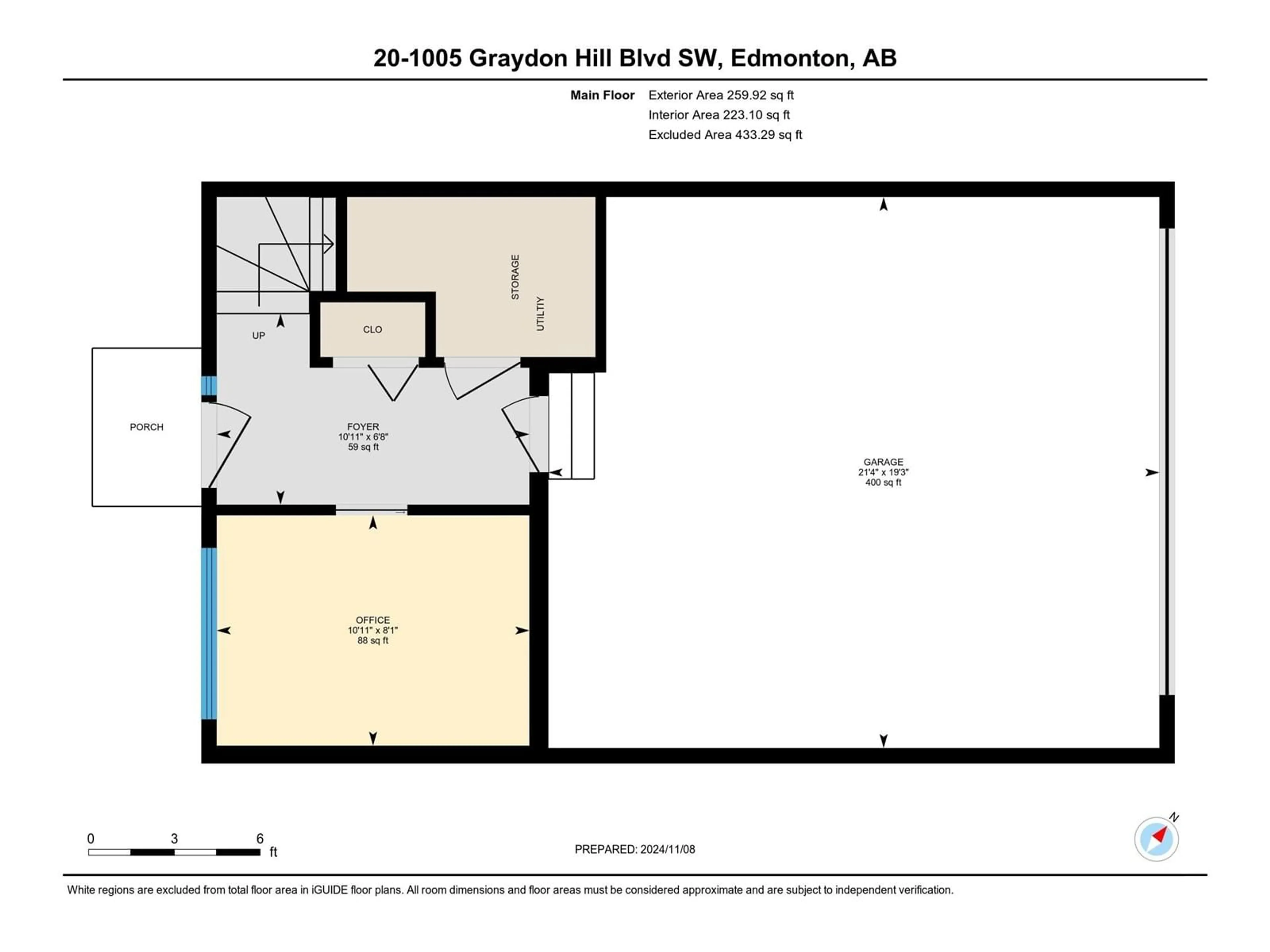 Floor plan for #20 1005 GRAYDON HILL BV SW, Edmonton Alberta T6W3J5